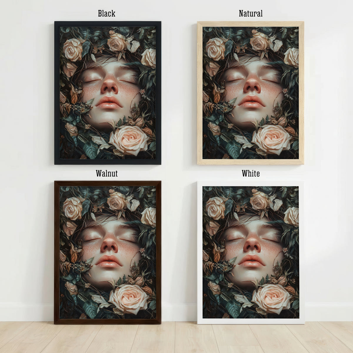 Floral Woman Portrait Art Print