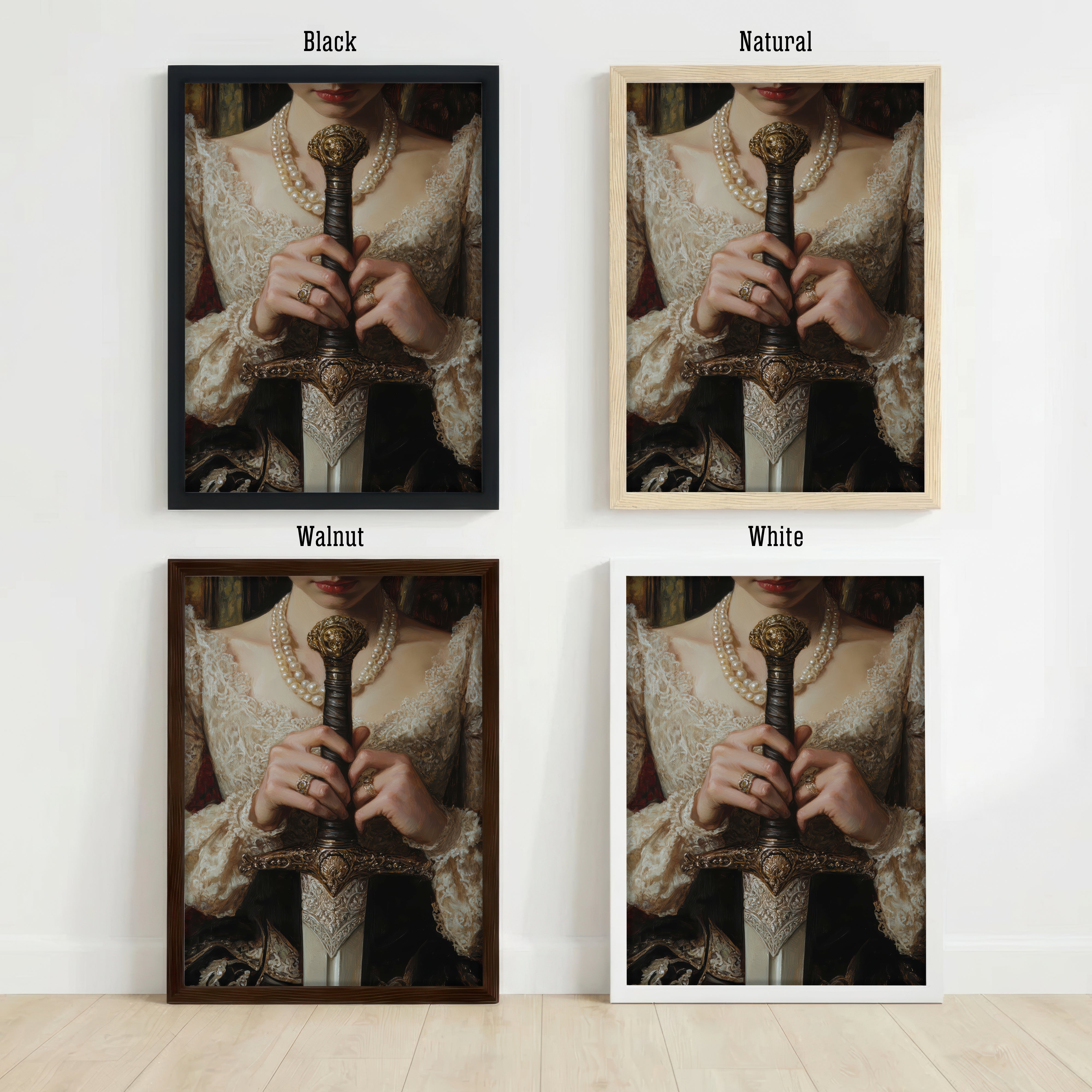 Gothic Woman with Ornate Sword Art Print