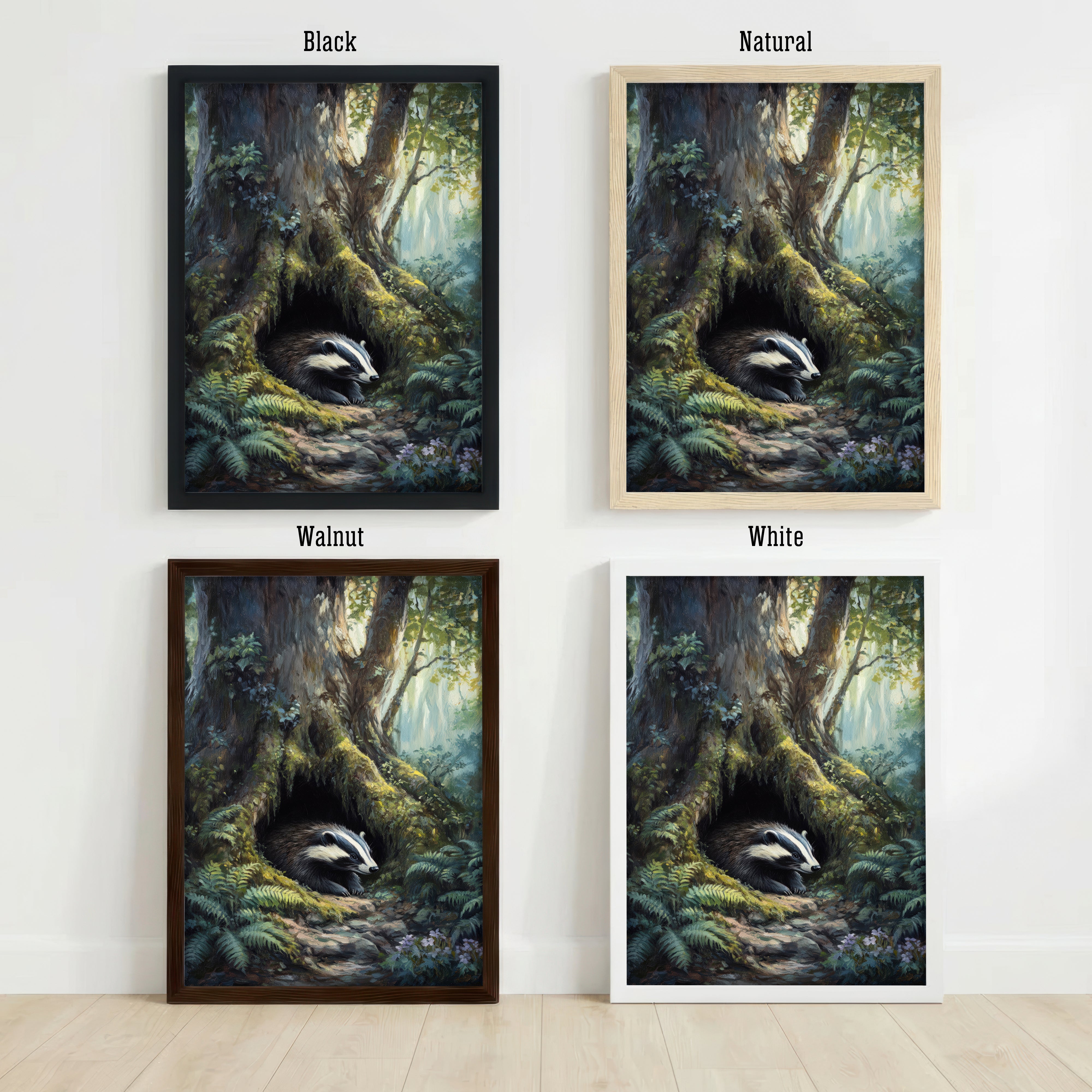 Woodland Badger Wildlife Art Print