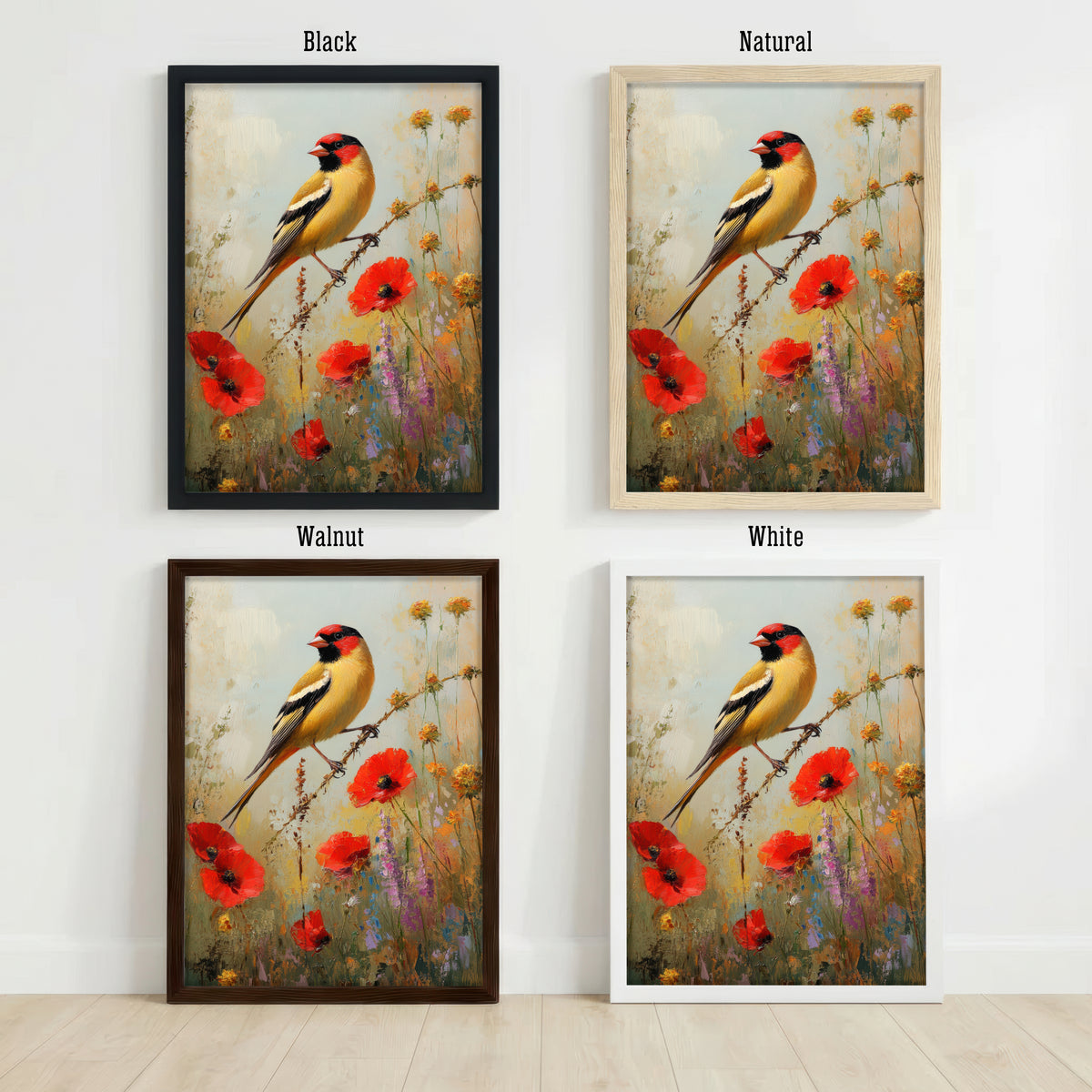 Goldfinch Wildflower Art Print