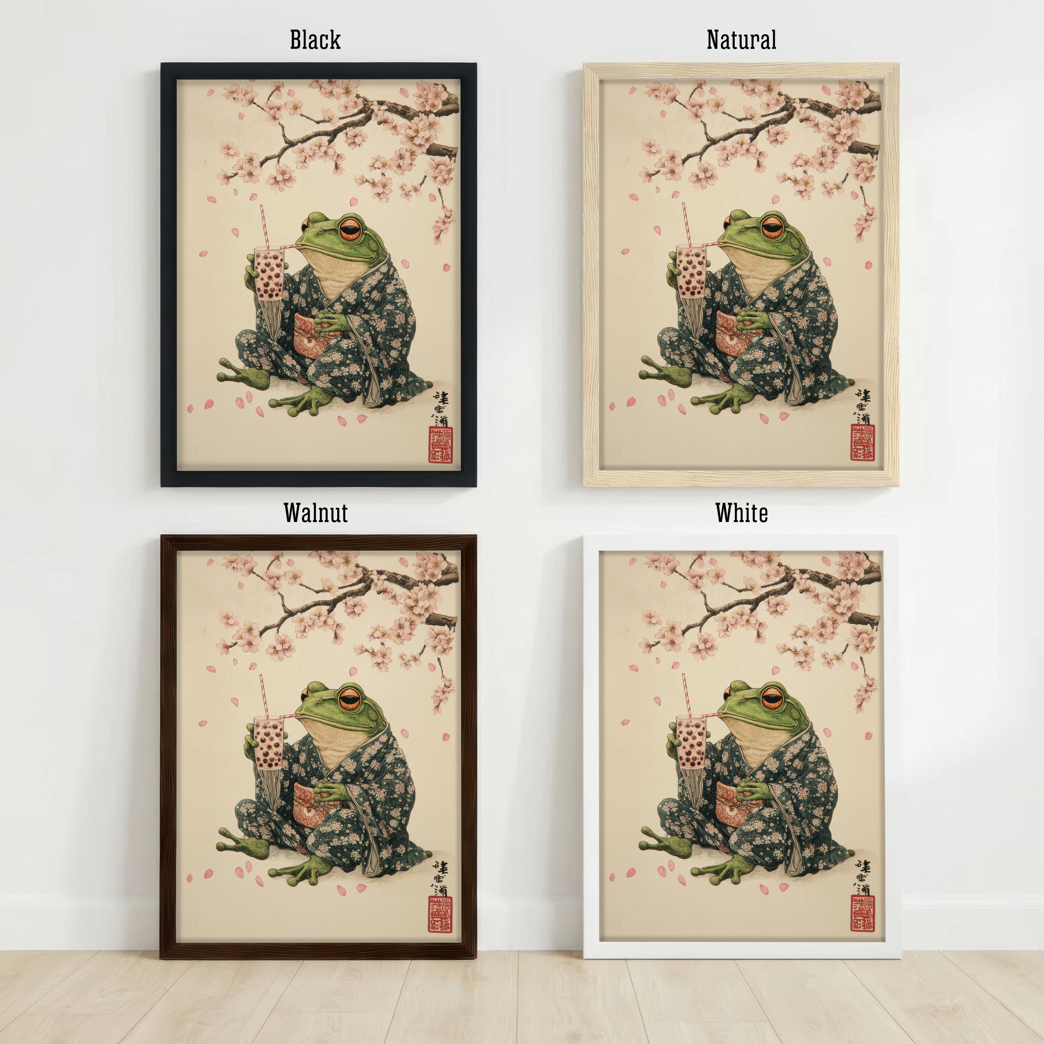 Japanese Frog Bubble Tea Art Print