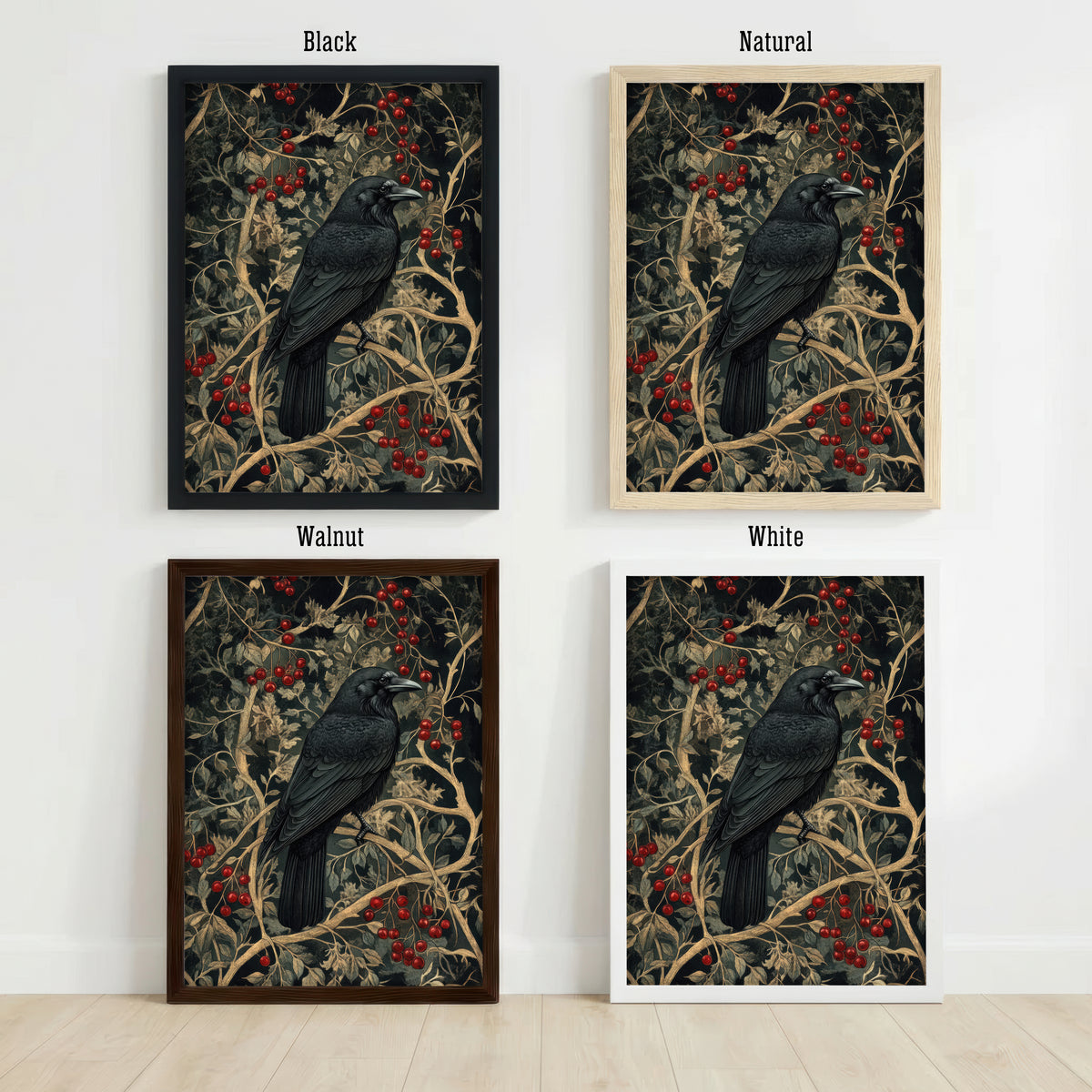 Vintage Crow Botanical Art Print