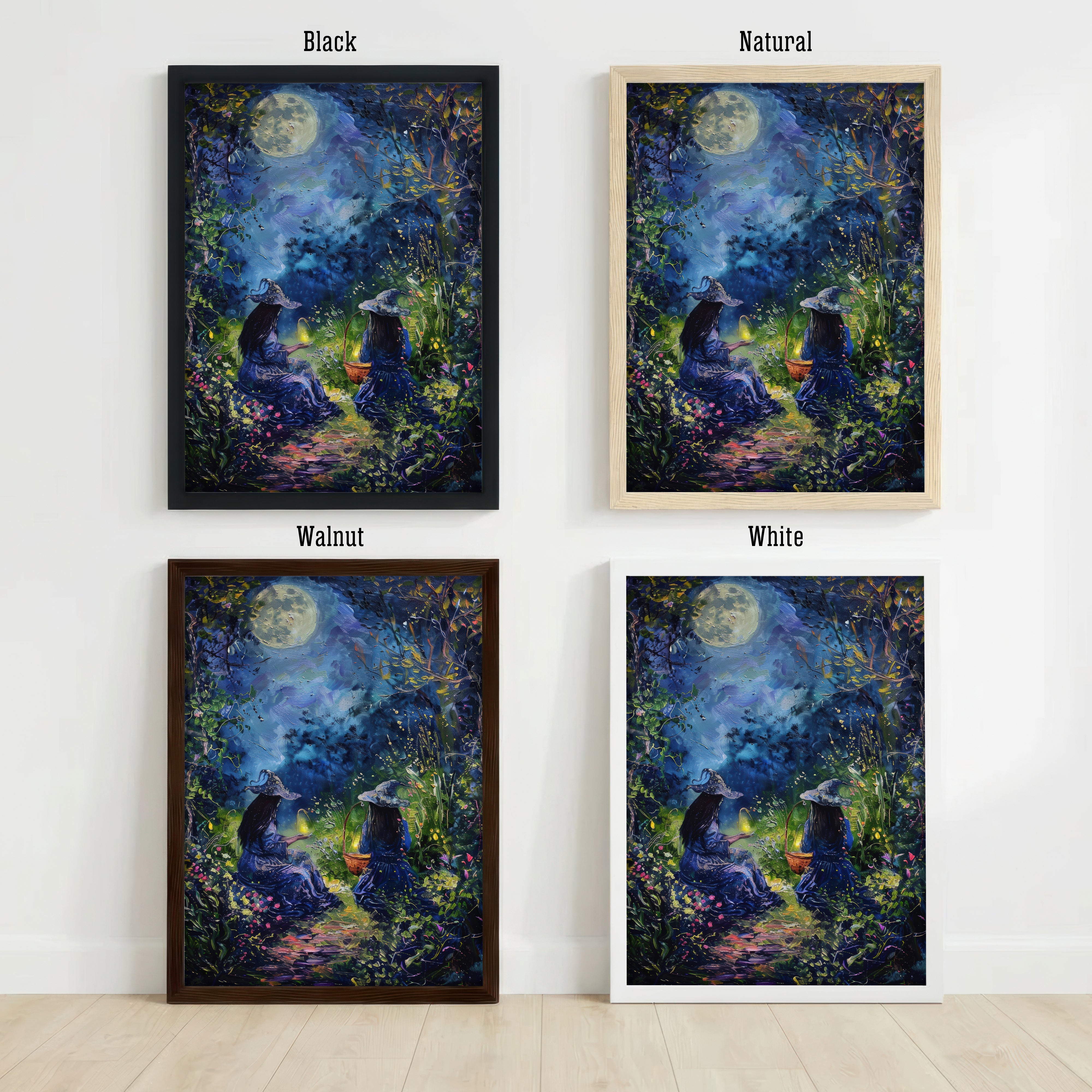 Moonlit Woodland Witches Art Print