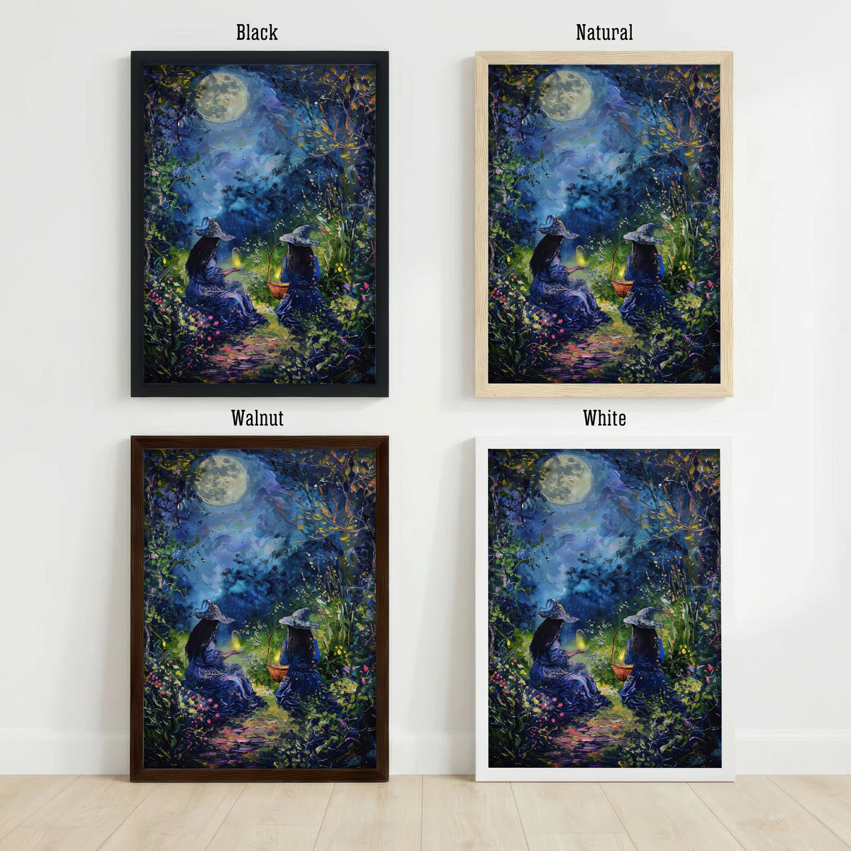 Moonlit Woodland Witches Art Print