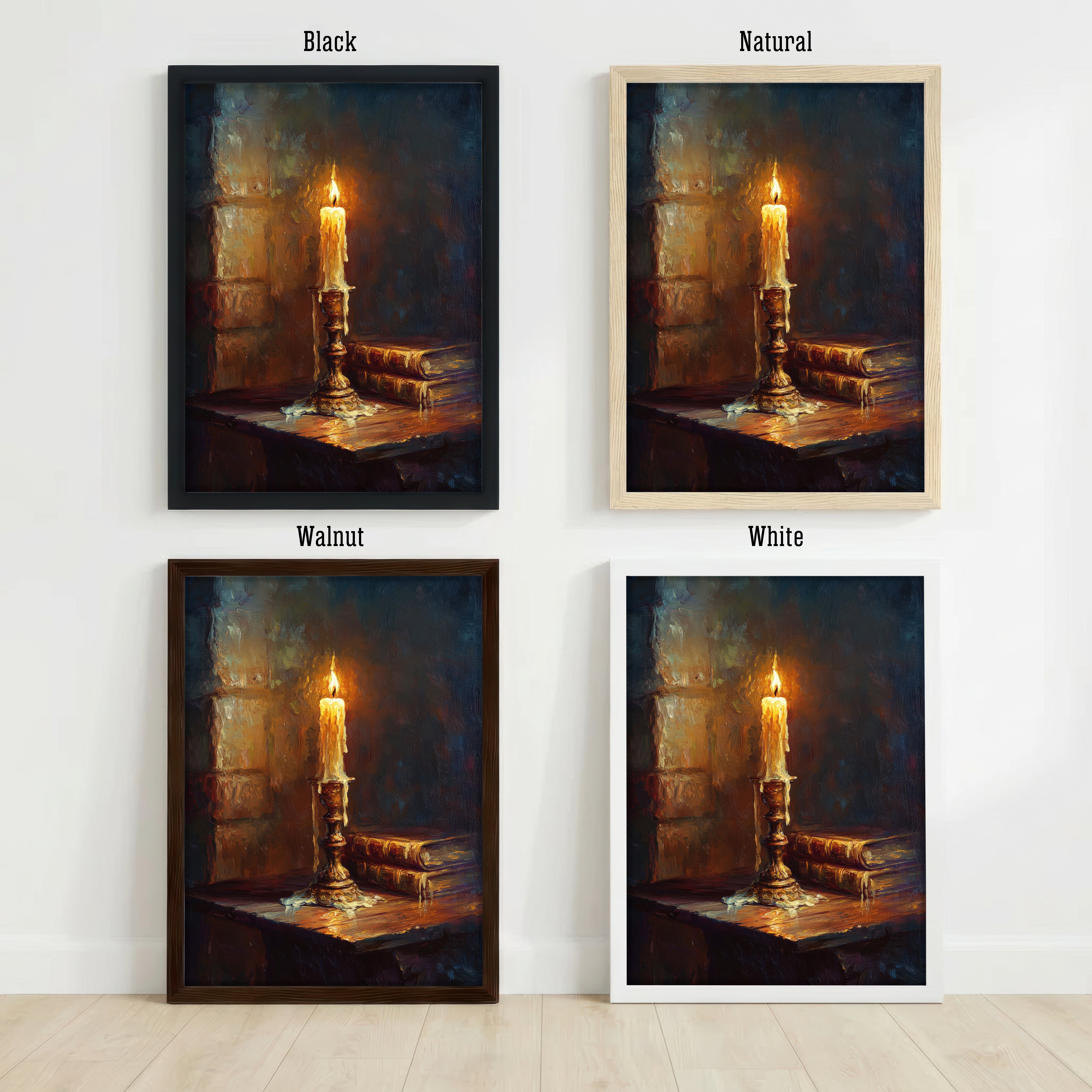 Candle and Books Dark Academia Art Print
