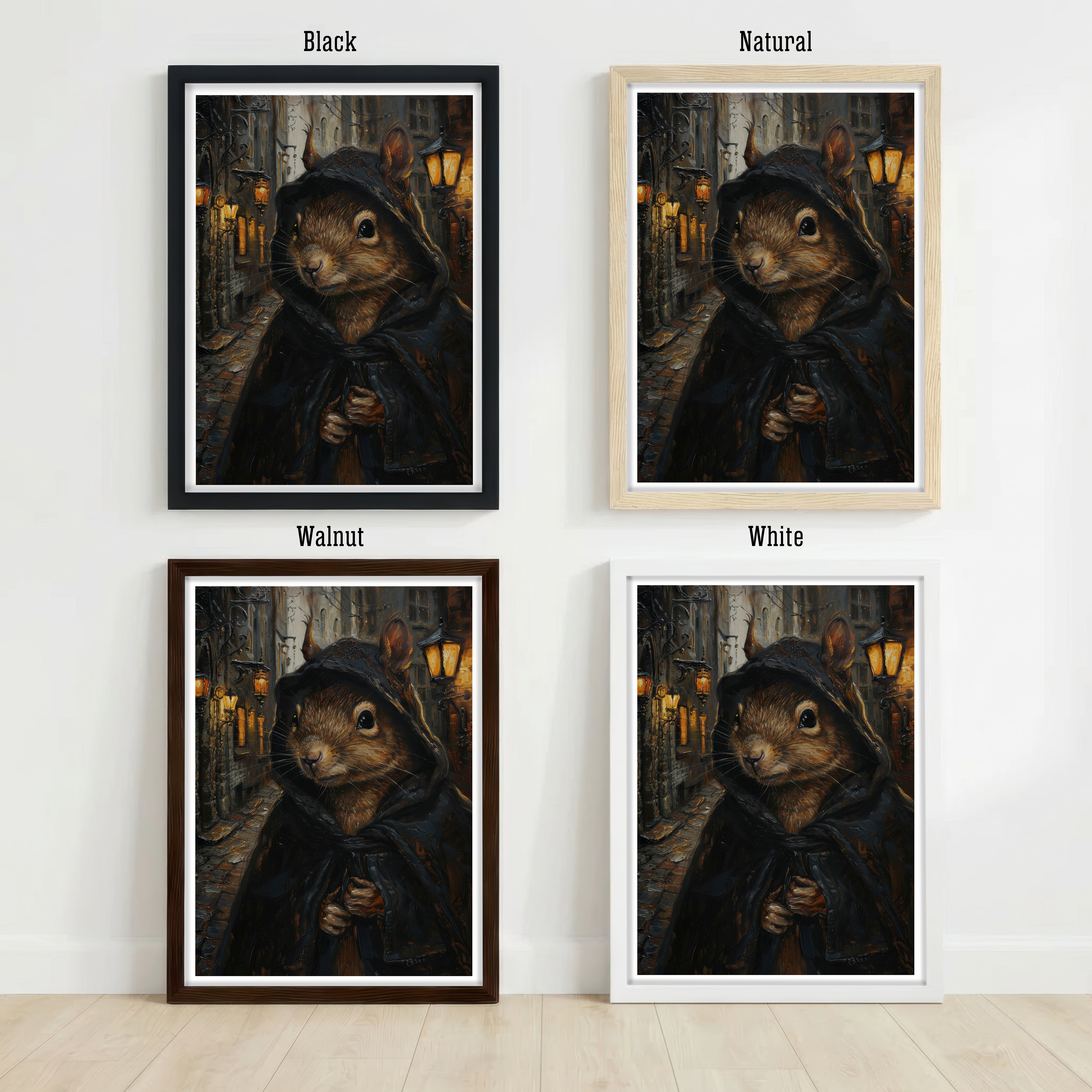 Gothic Hooded Rat Art Print