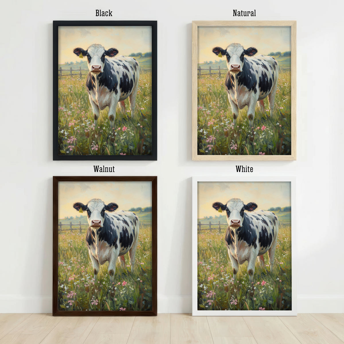 Cow in Wildflower Meadow Art Print