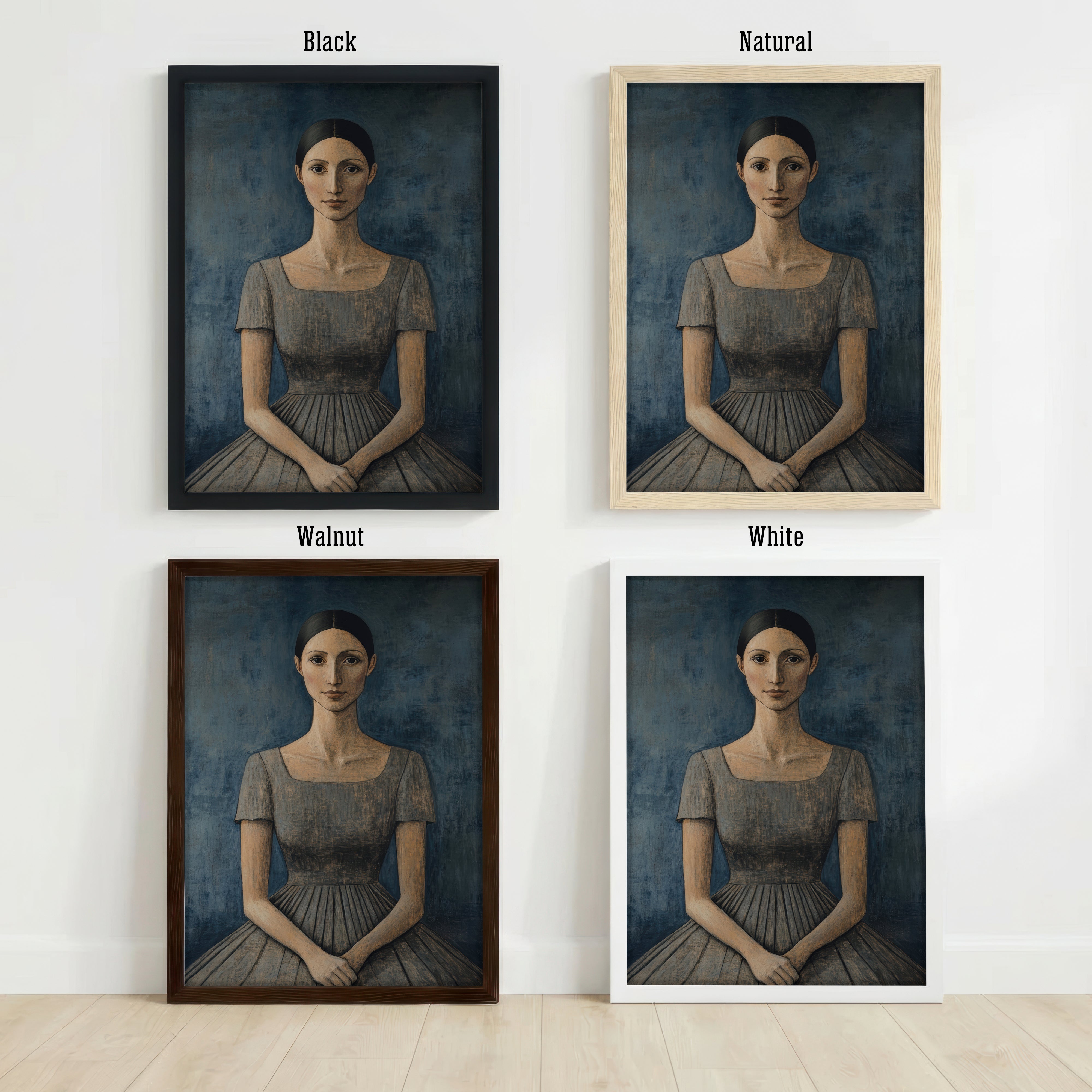 Seated Woman Naive Portrait Art Print