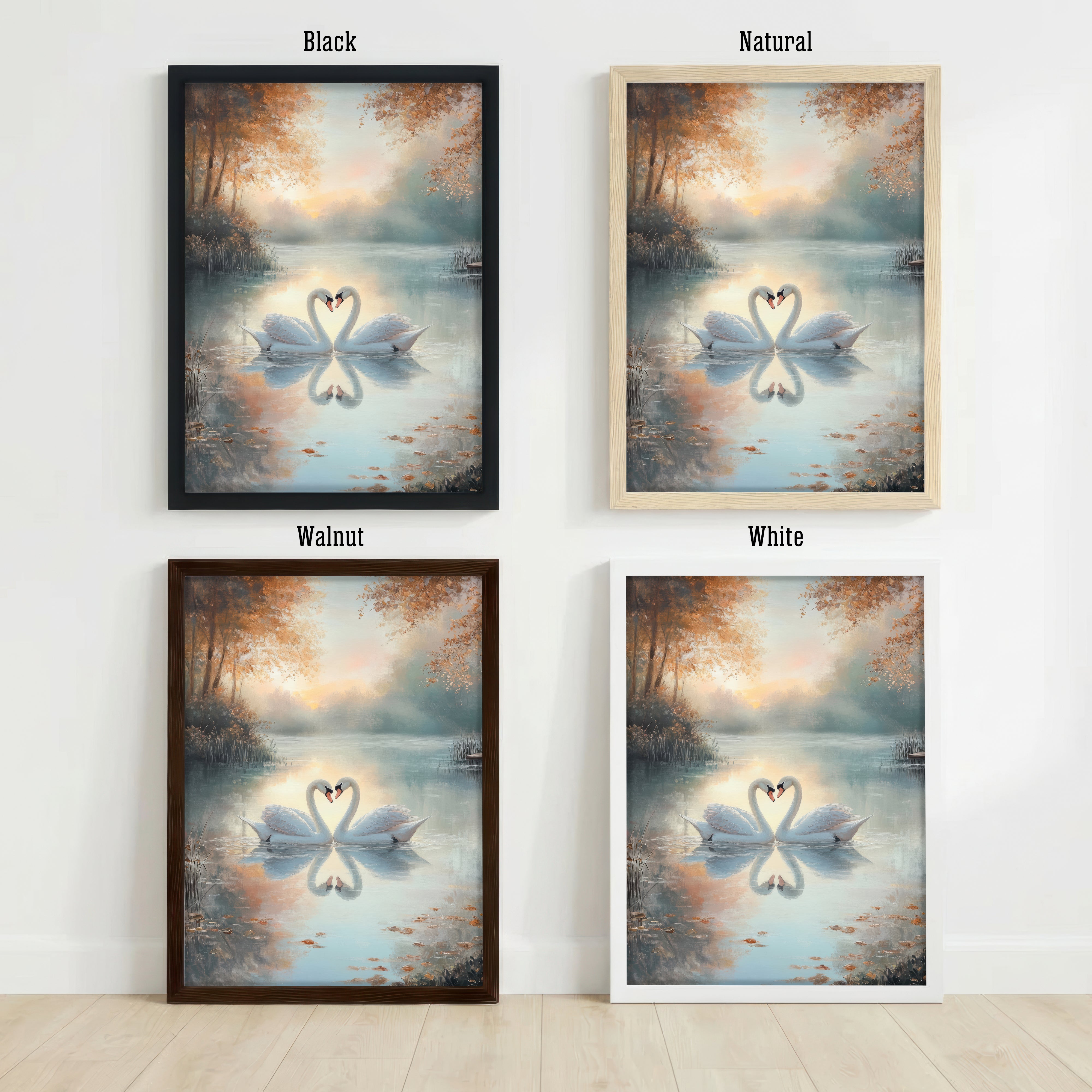 Romantic Swan Lake Art Print