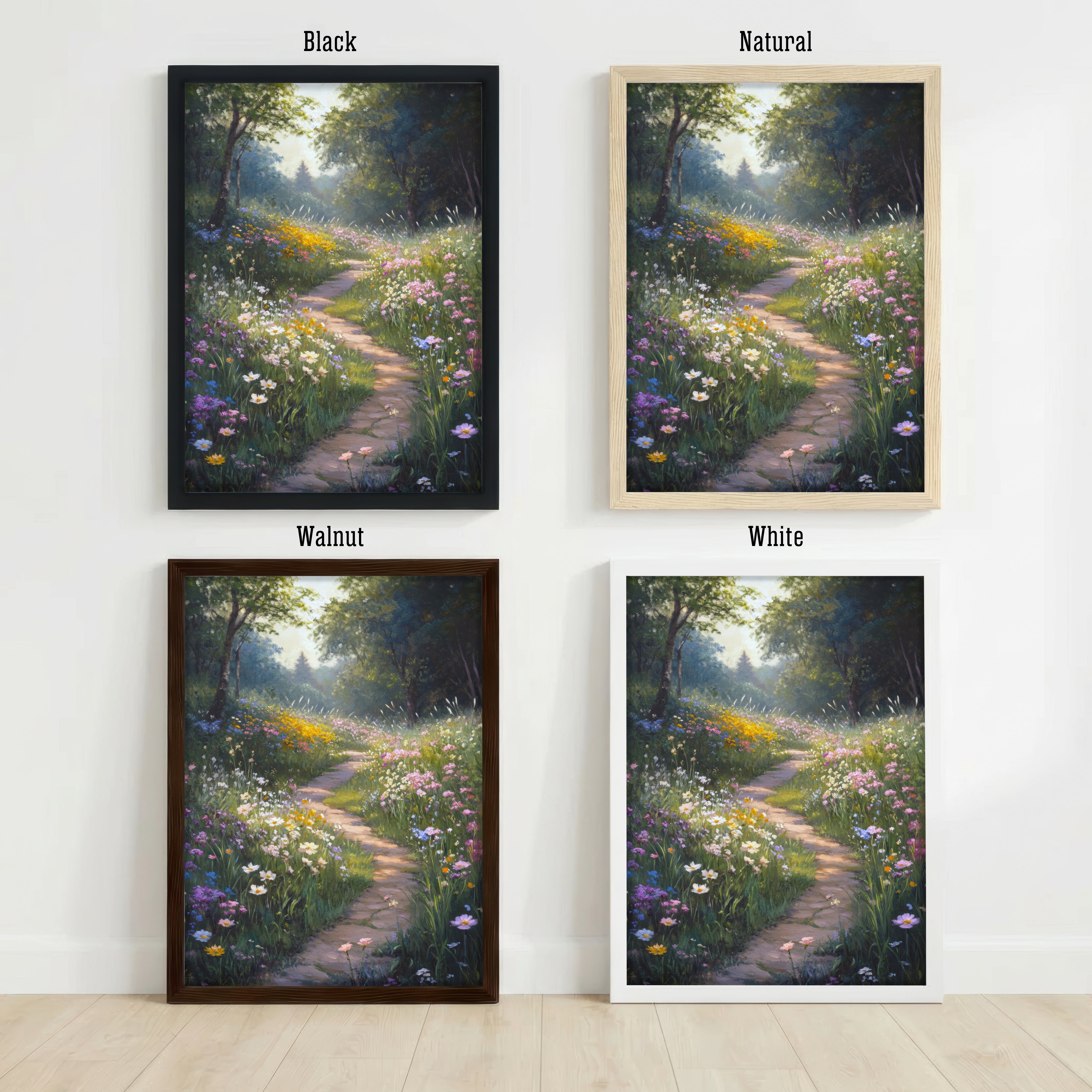 Wildflower Woodland Path Art Print