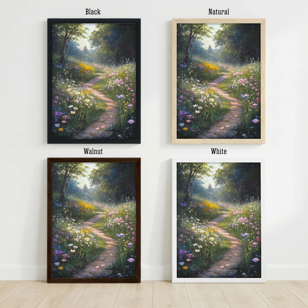 Wildflower Woodland Path Art Print