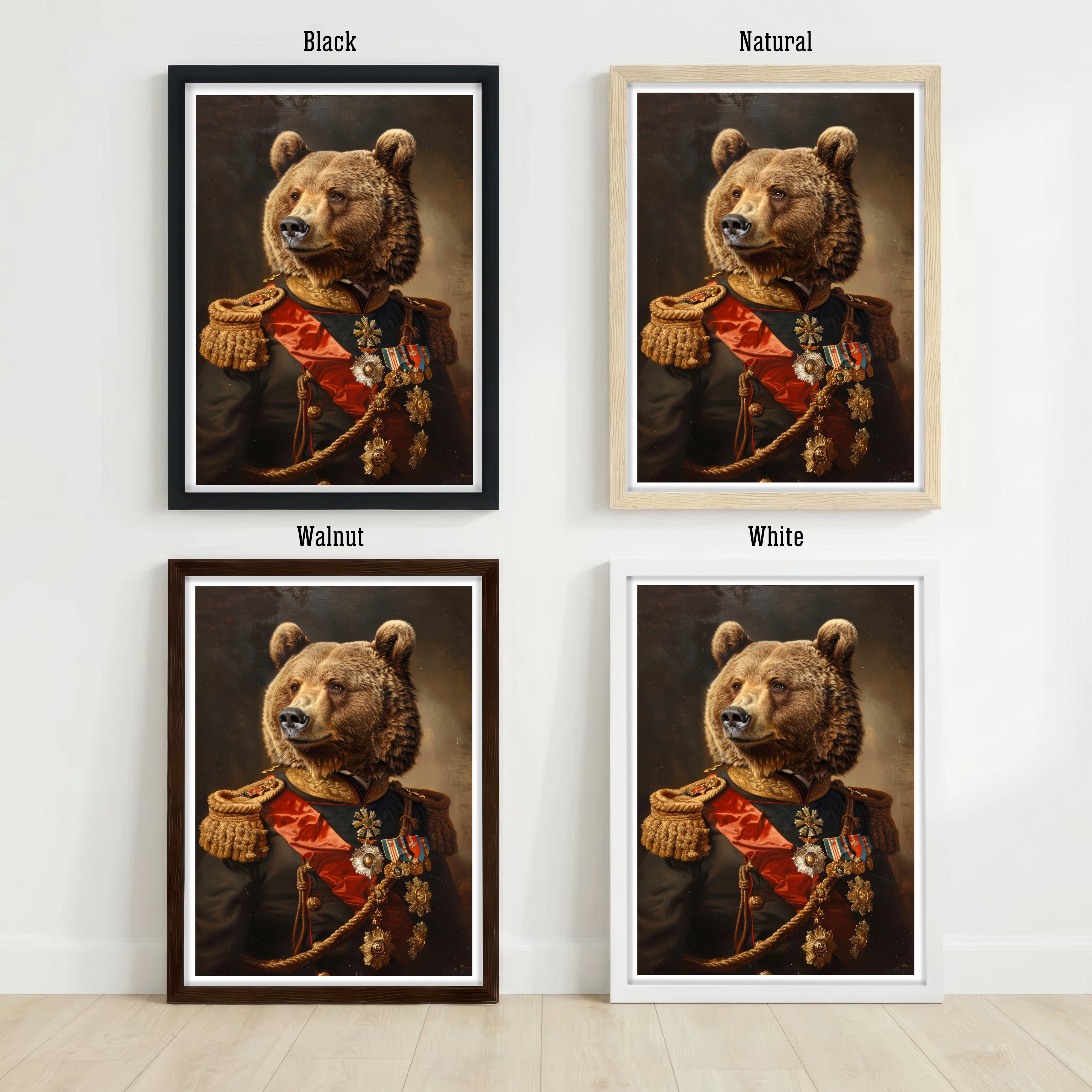 Brown Bear Military Portrait Art Print