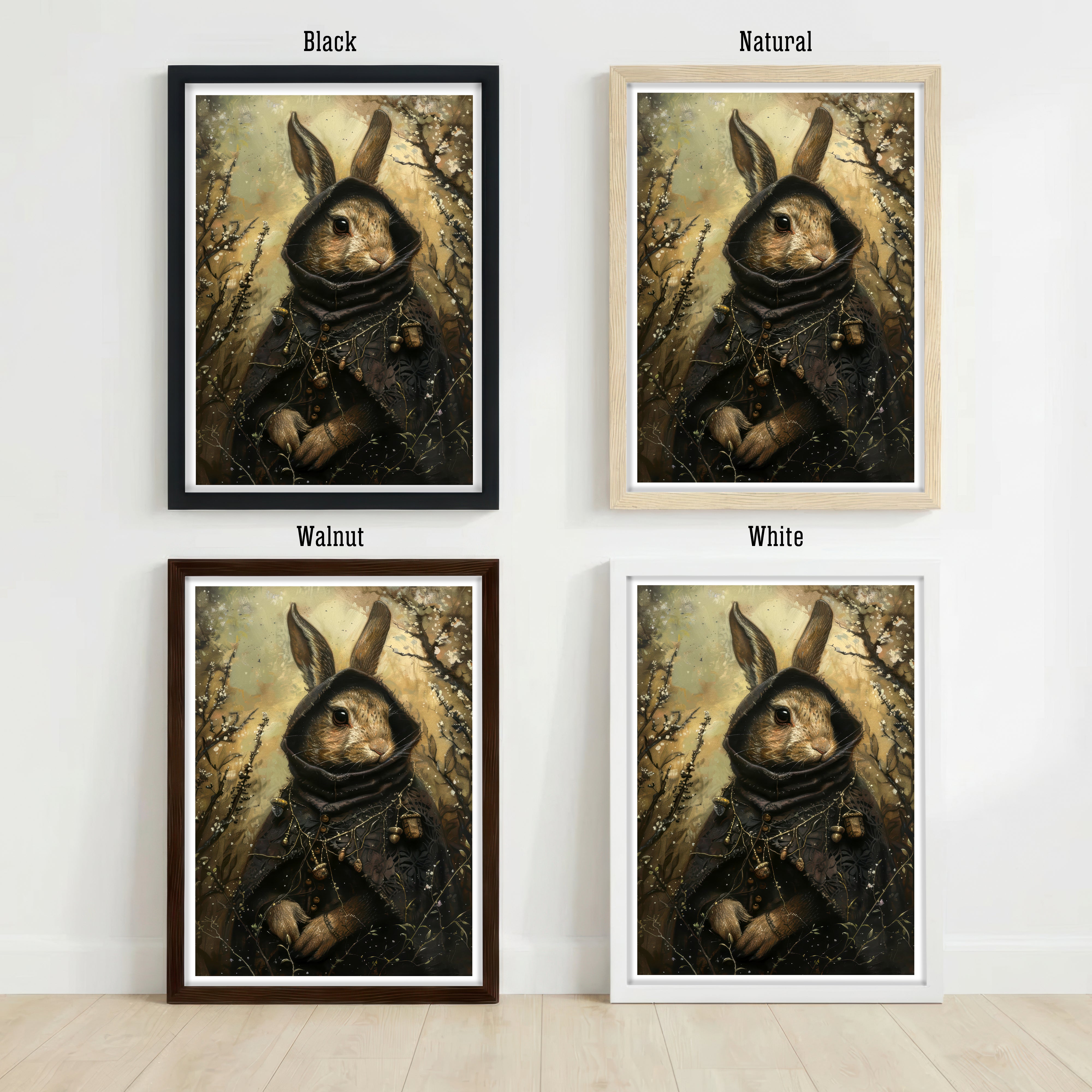 Hooded Rabbit Dark Academia Art Print