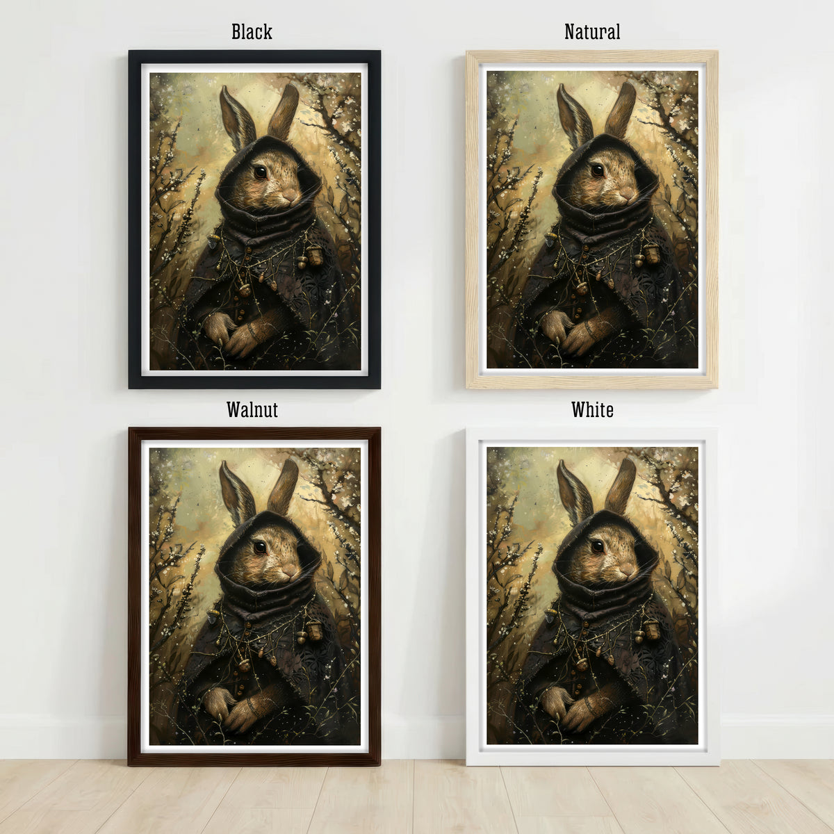Hooded Rabbit Dark Academia Art Print