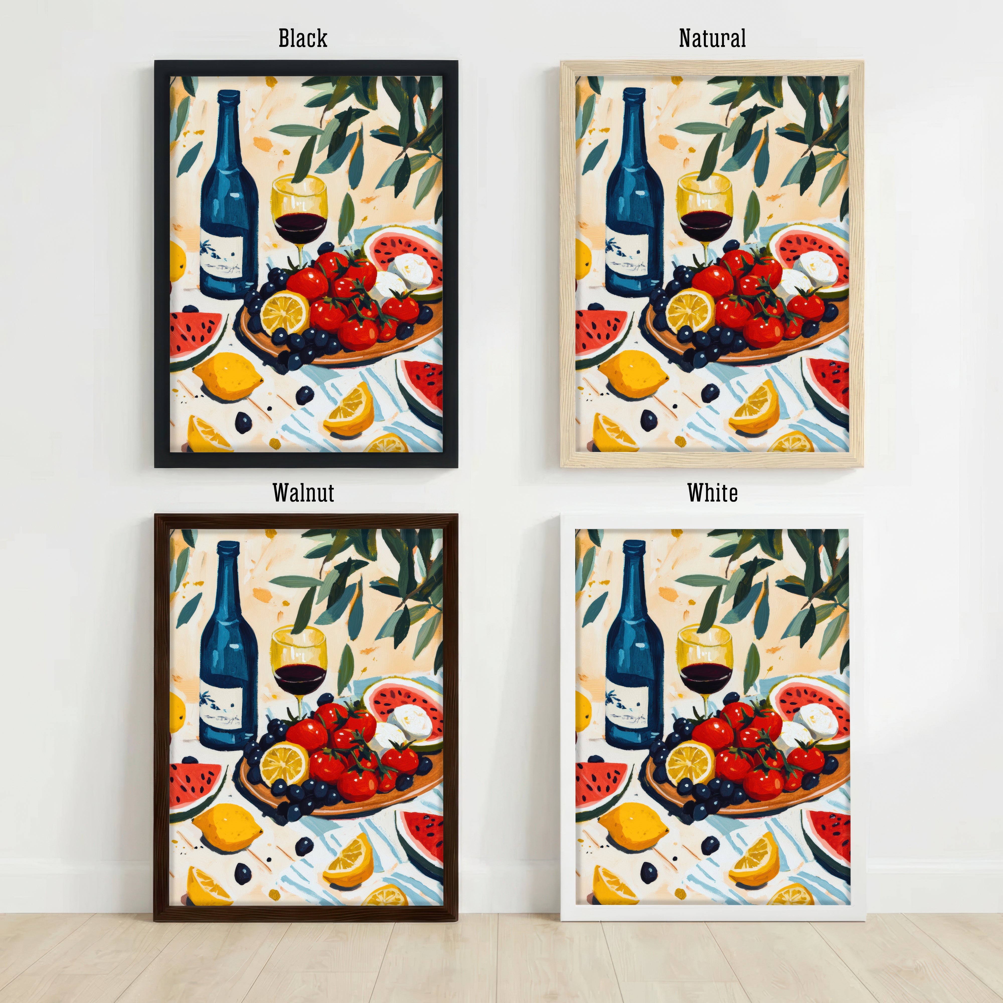 Painterly Fruit and Wine Still Life Art Print