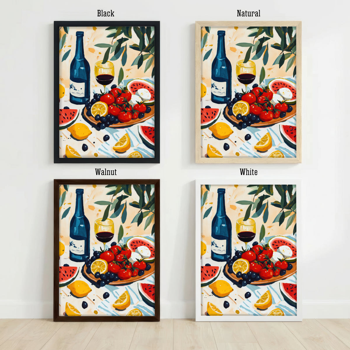 Painterly Fruit and Wine Still Life Art Print