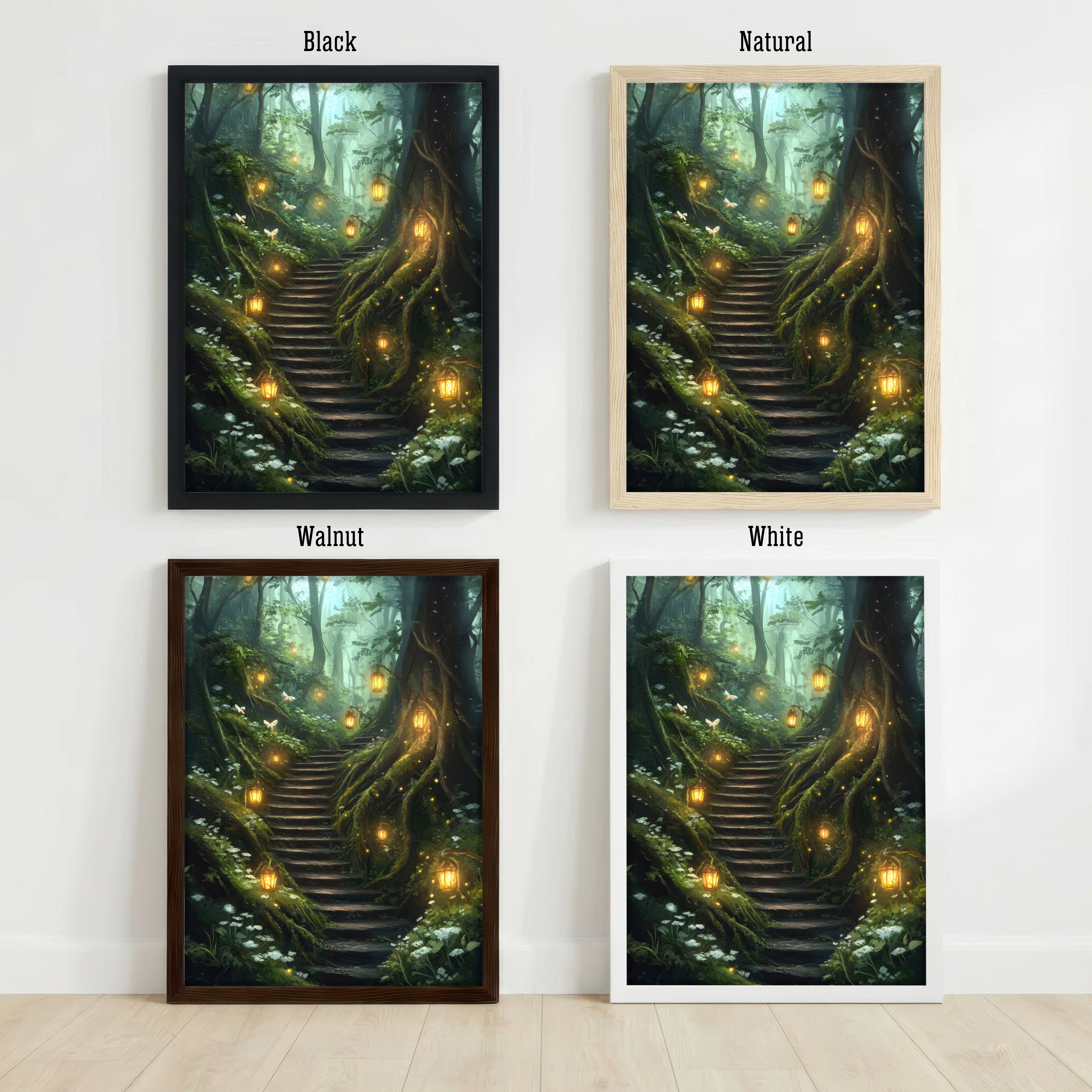 Enchanted Forest Lantern Path Art Print