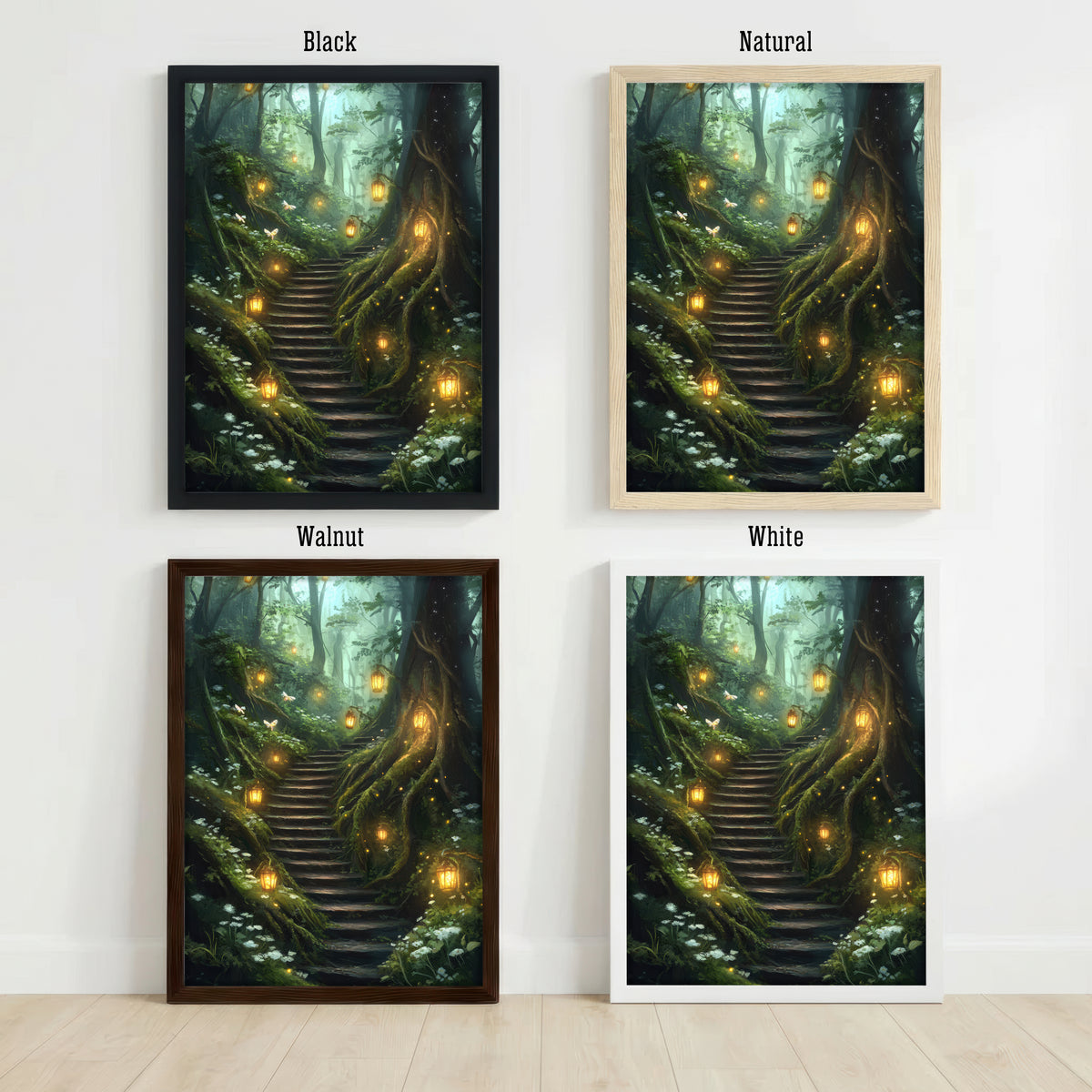 Enchanted Forest Lantern Path Art Print