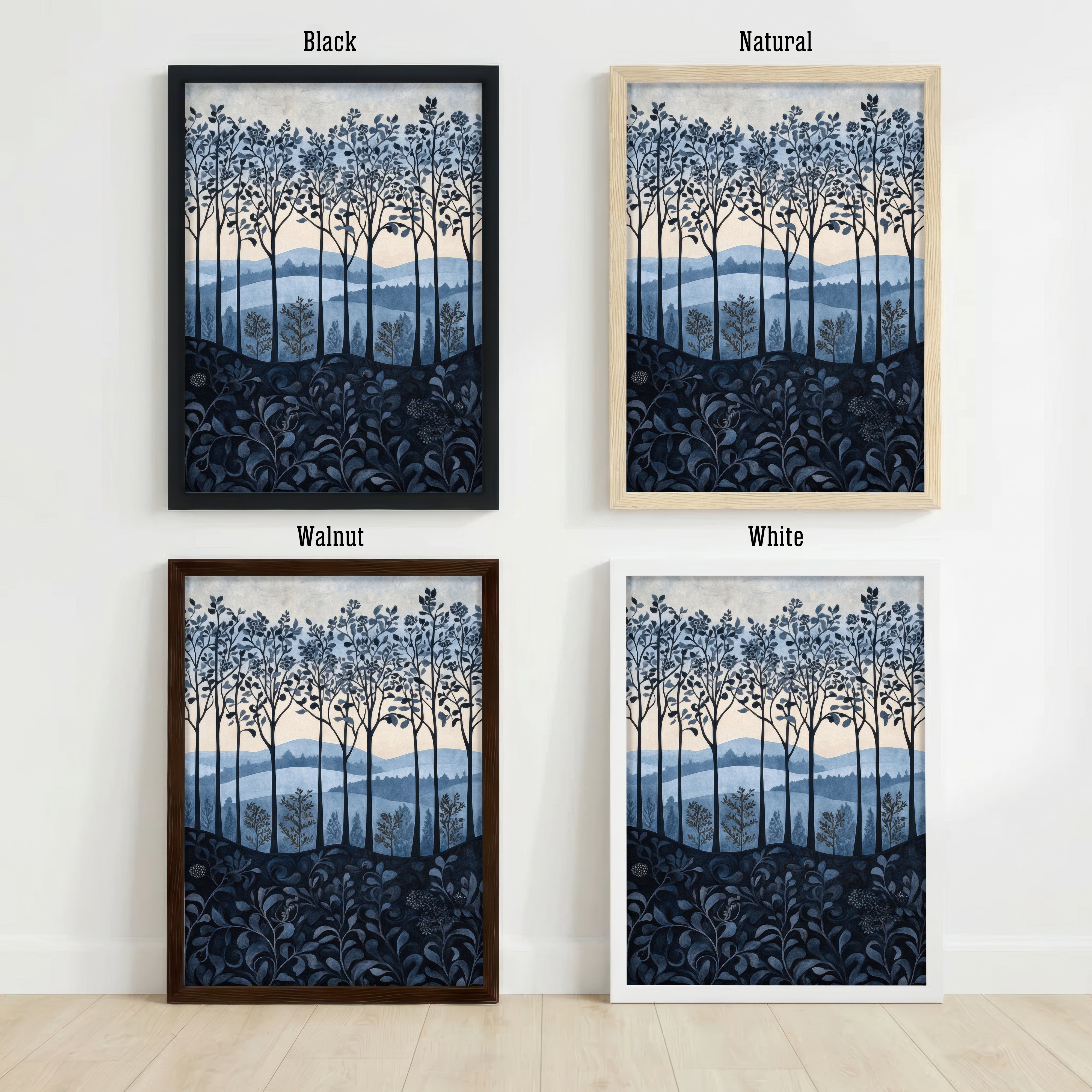 Blue Woodland Landscape Art Print