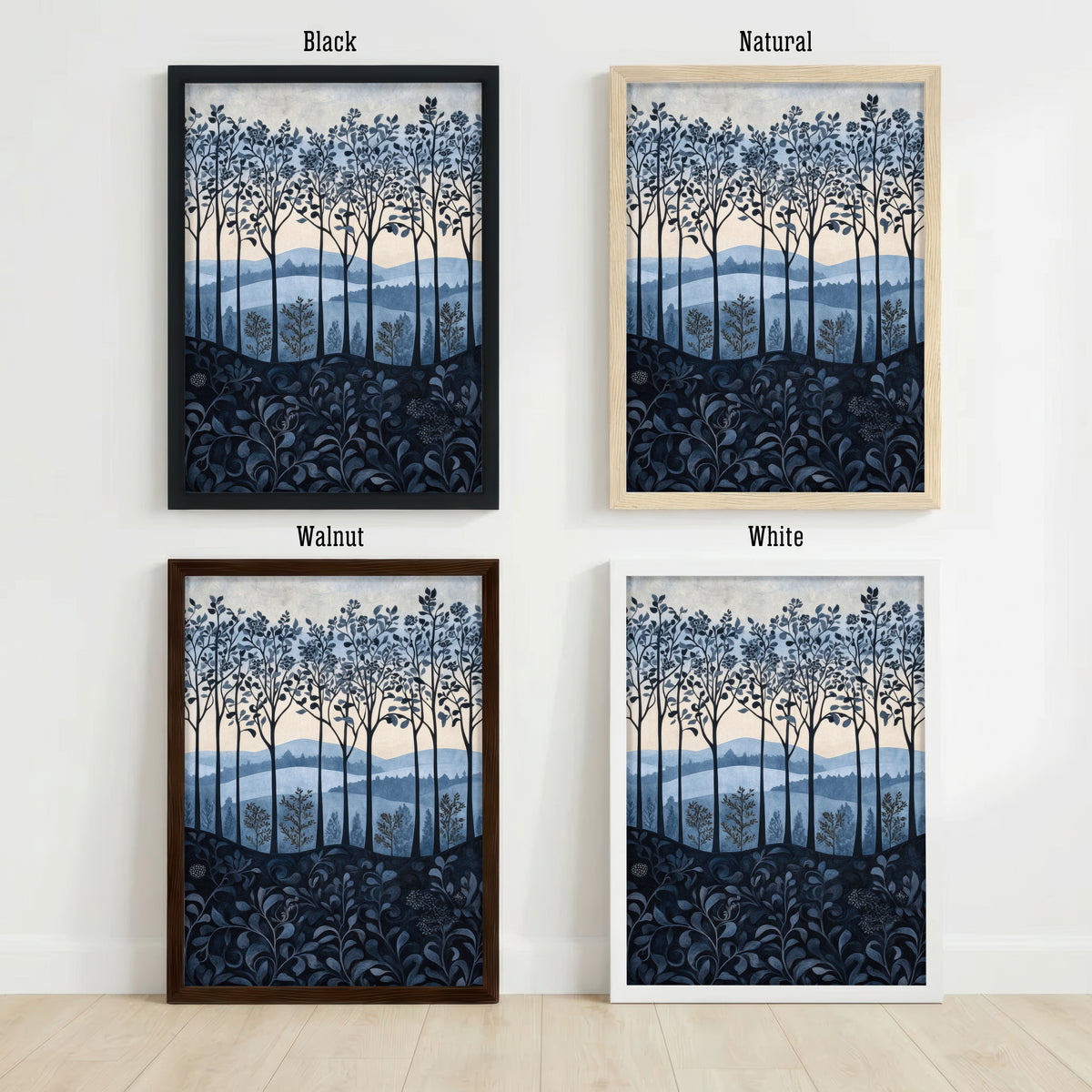 Blue Woodland Landscape Art Print
