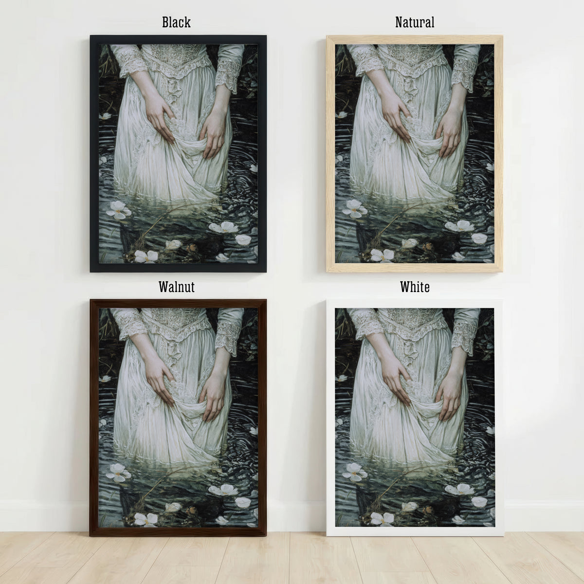 Woman in Water Lily Pond Art Print