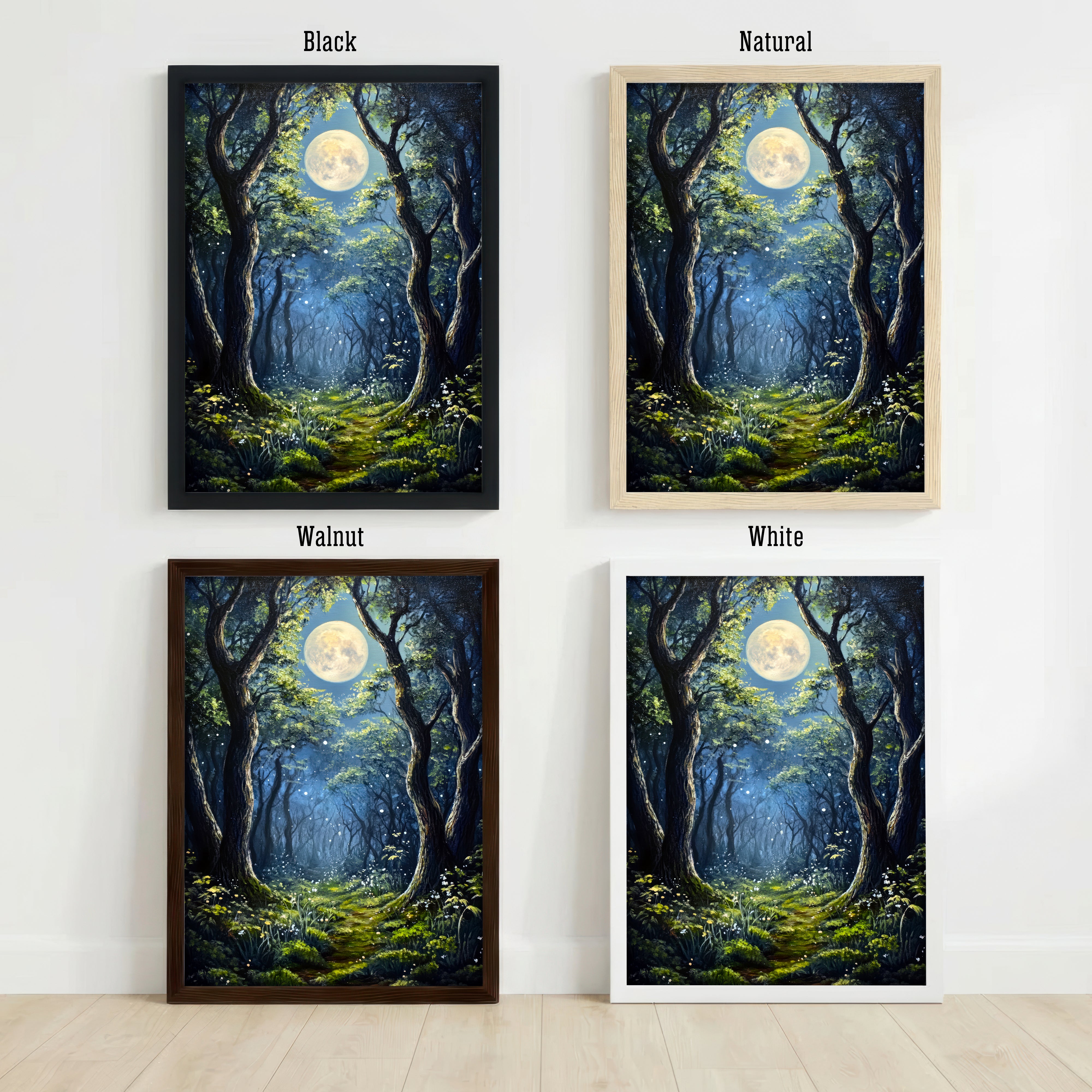 Moonlit Woodland Forest Art Print