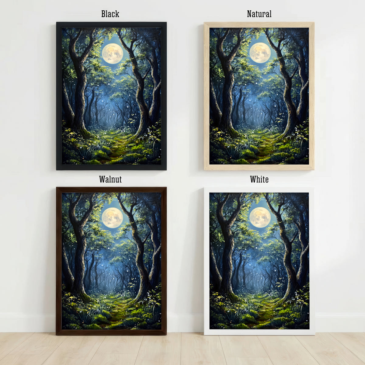 Moonlit Woodland Forest Art Print