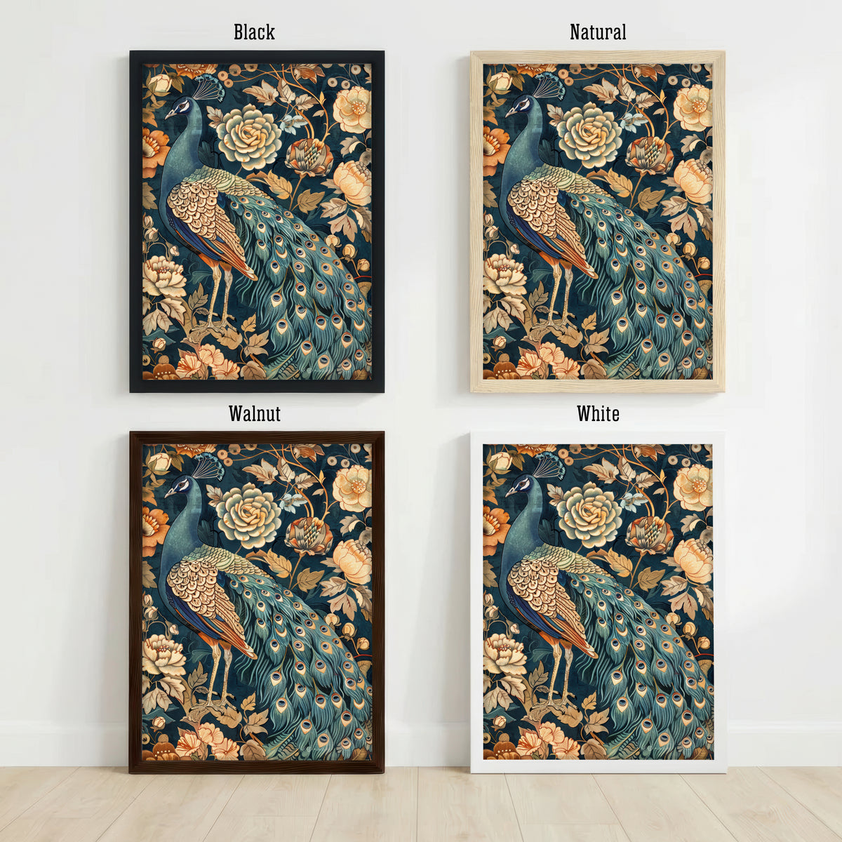 Peacock Floral Art Print
