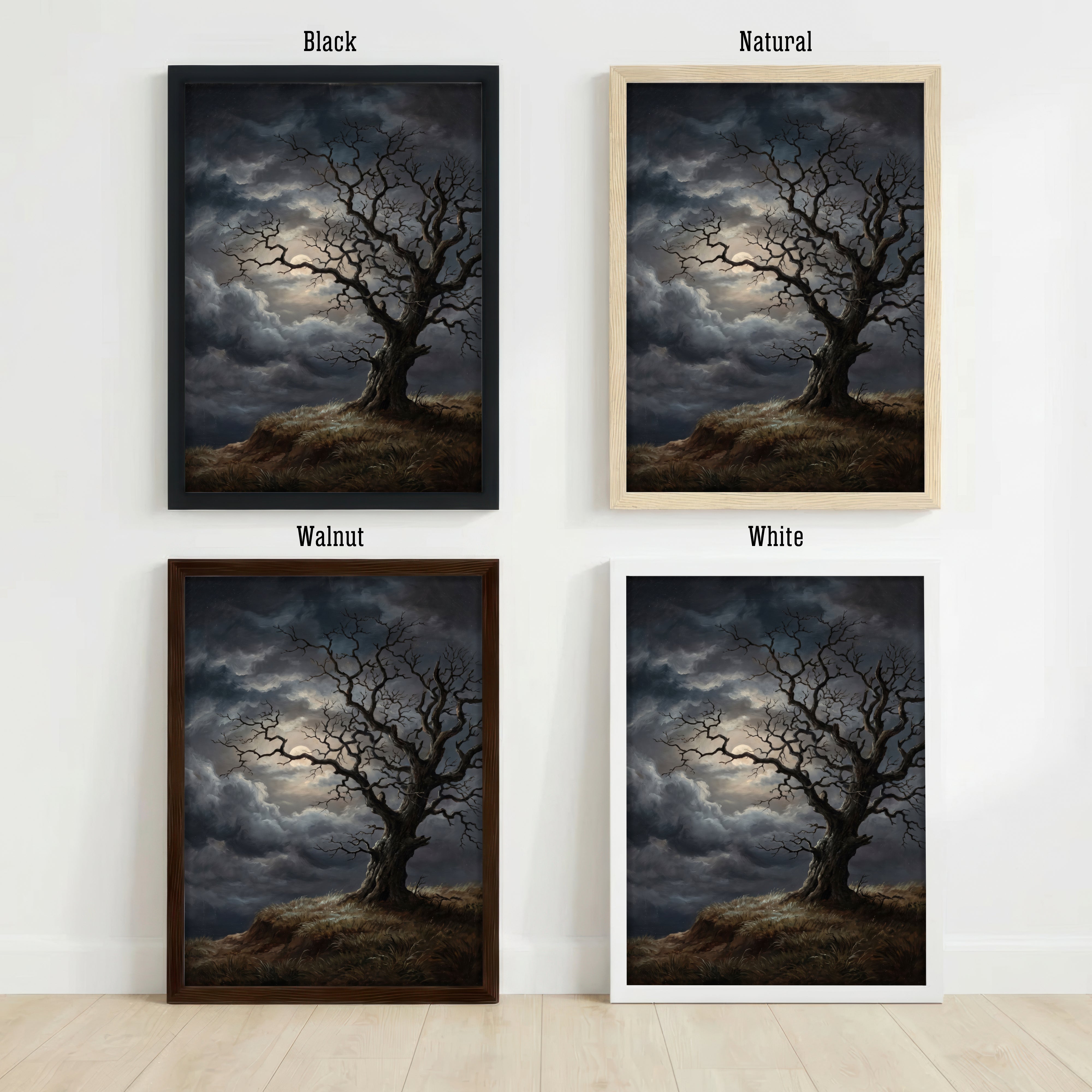 Moonlit Gnarled Tree Art Print