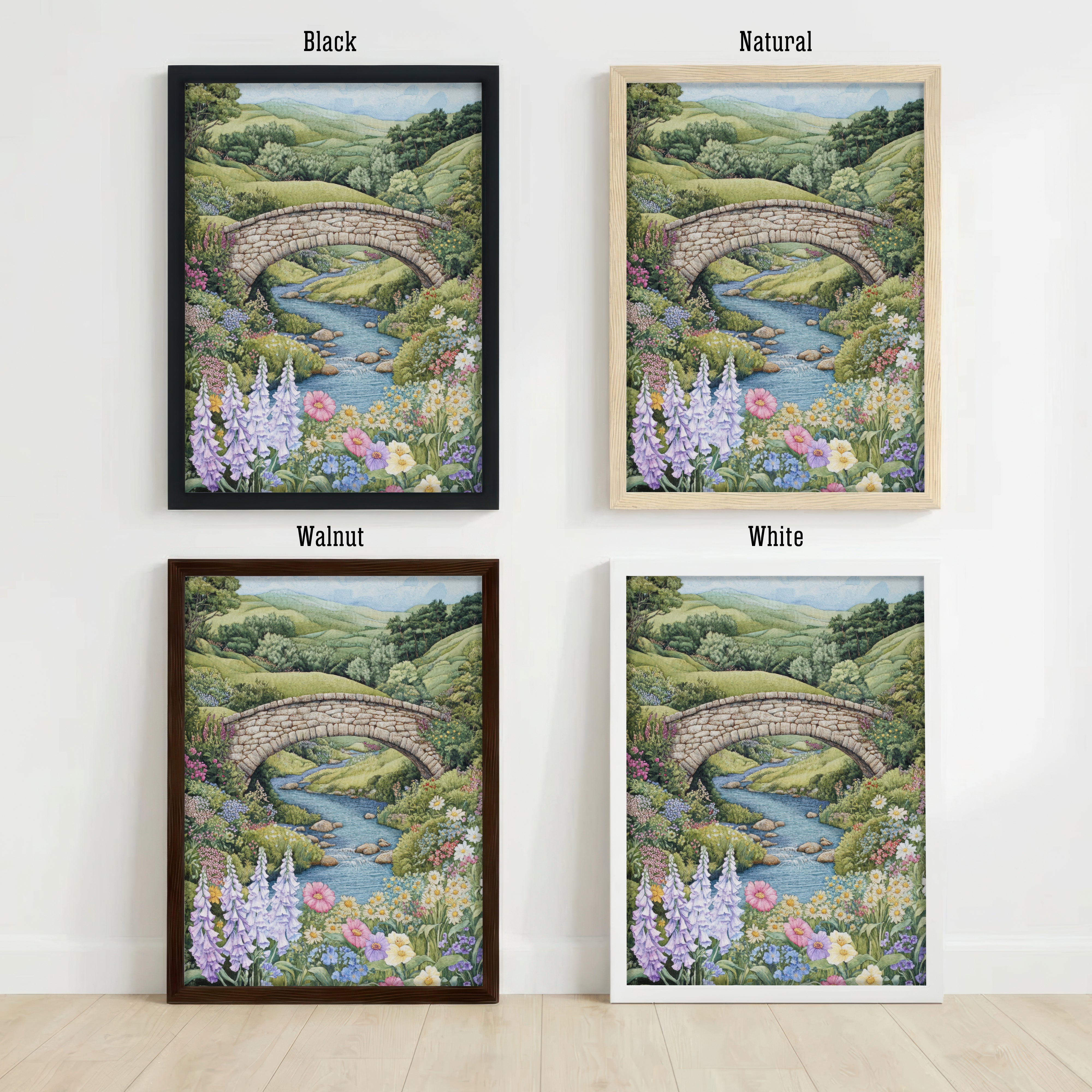 Wildflower Stone Bridge Art Print