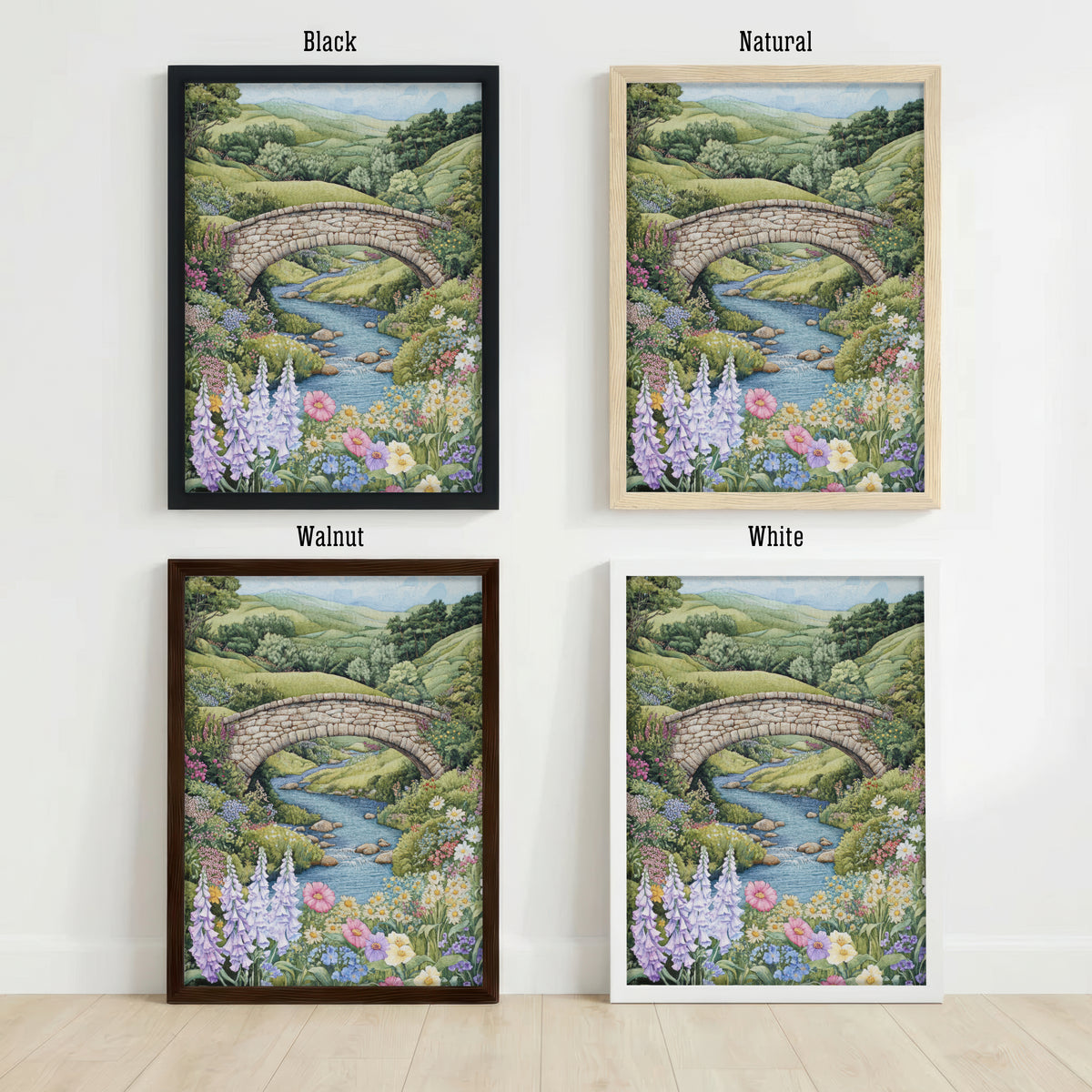 Wildflower Stone Bridge Art Print