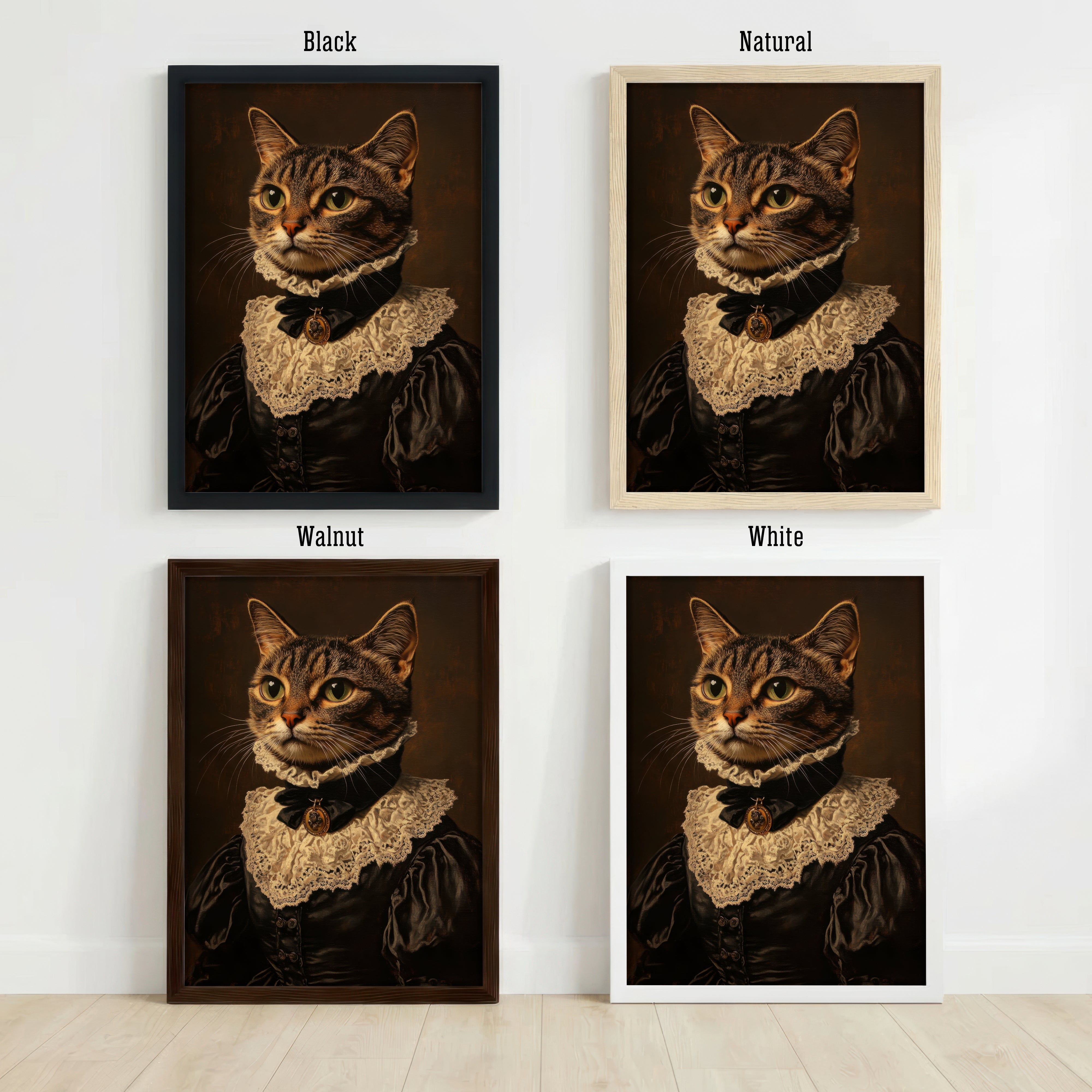 Lace Collar Cat Portrait Art Print
