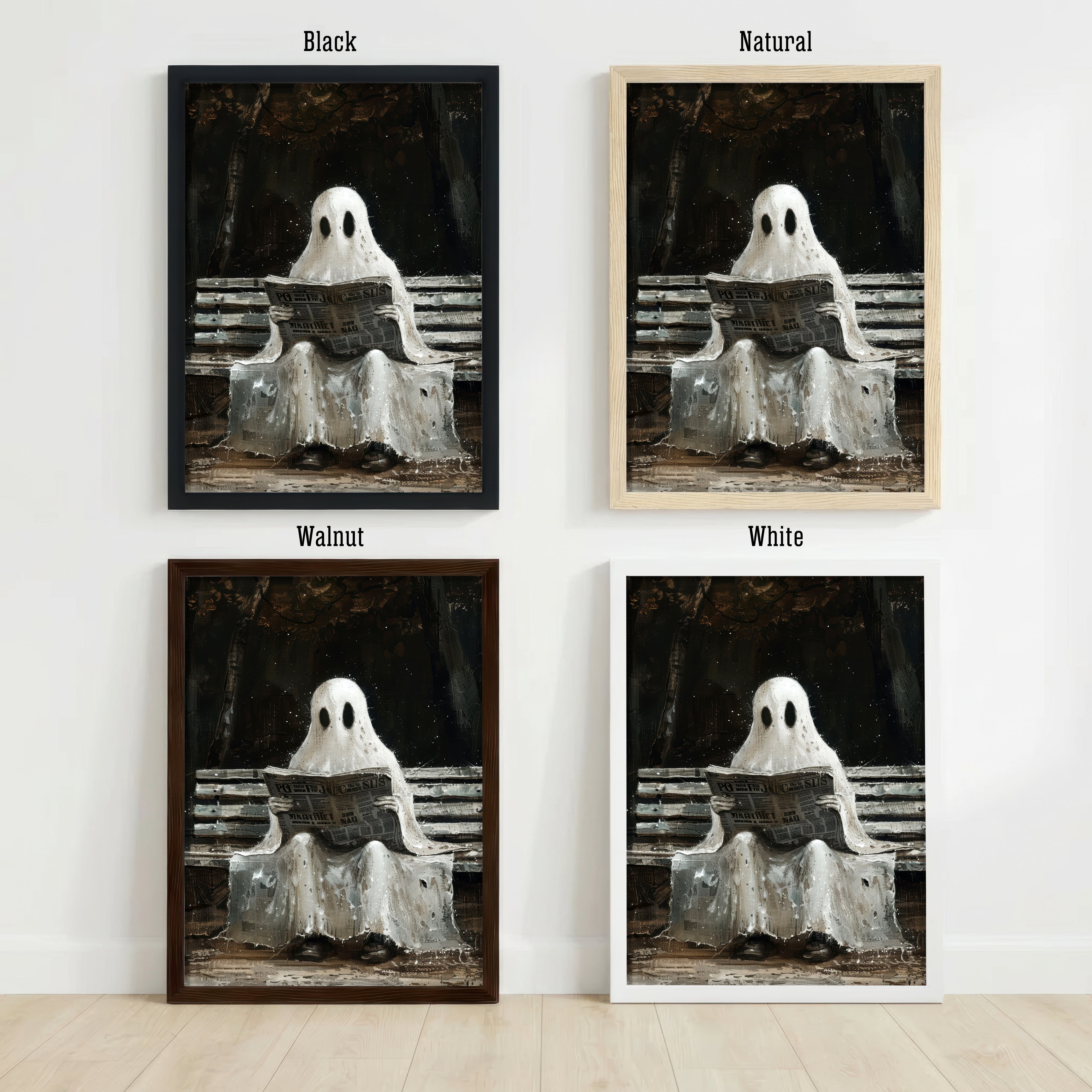 Ghost Reading Newspaper Art Print