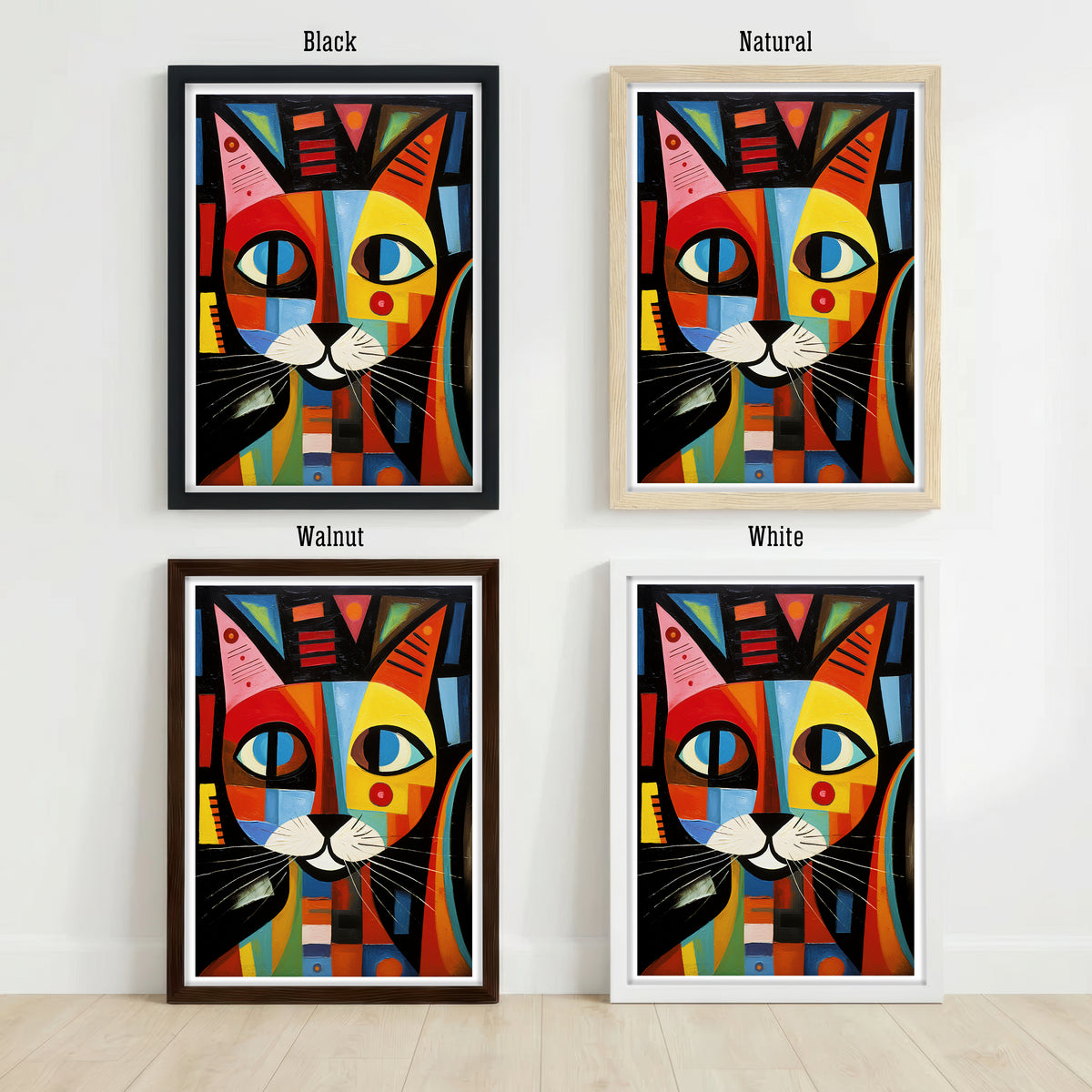Colorful Geometric Cat Art Print