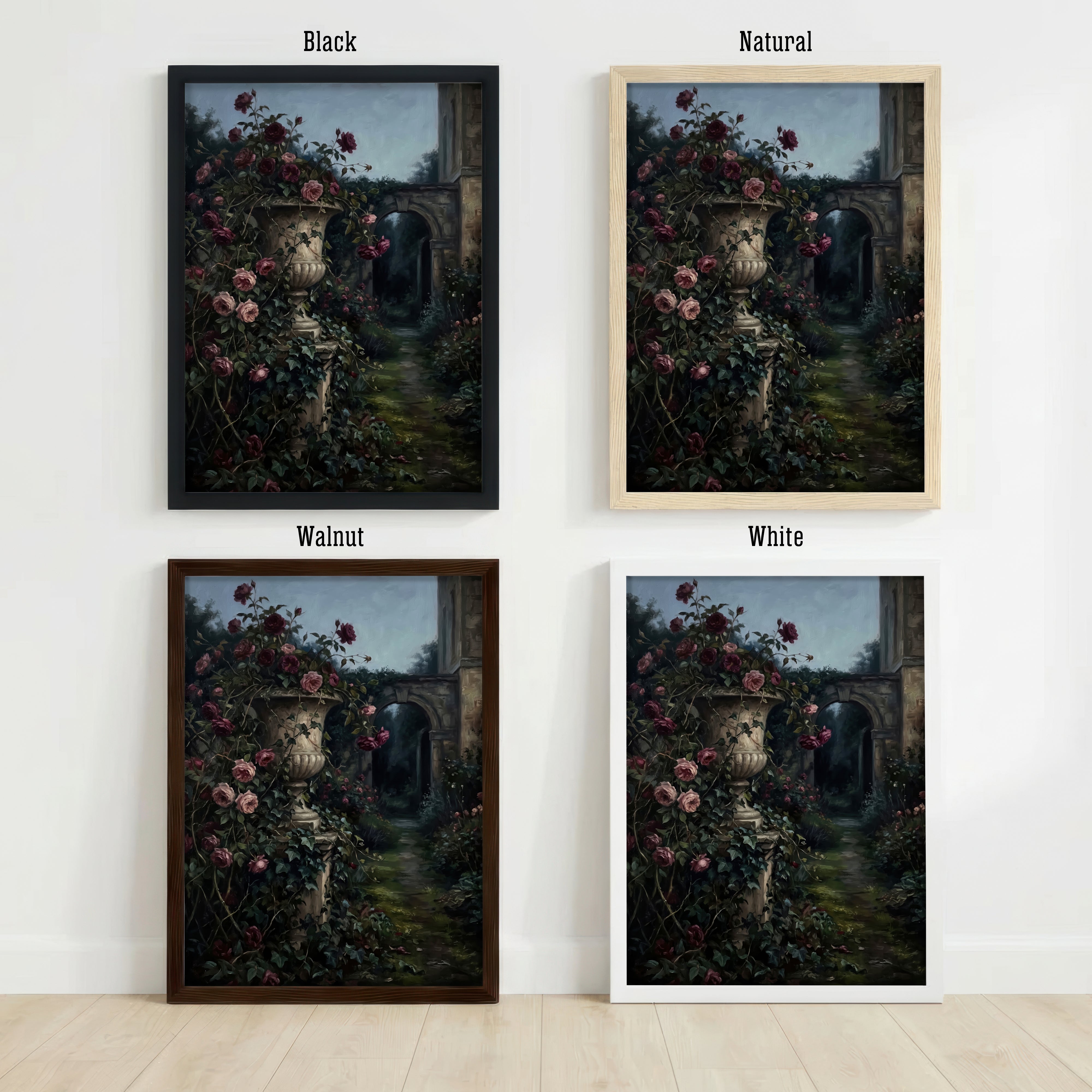 Dark Romantic Rose Garden Art Print