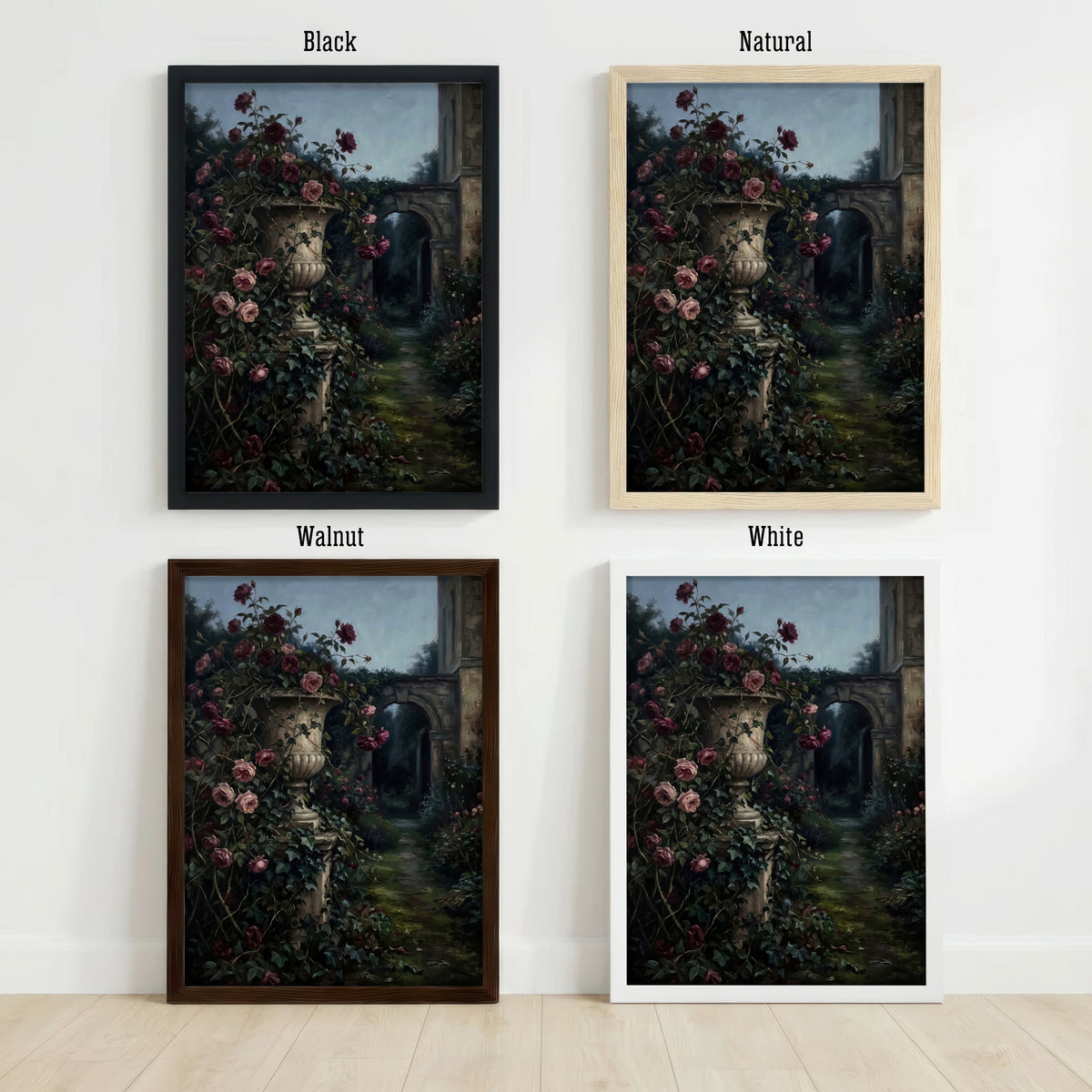 Dark Romantic Rose Garden Art Print