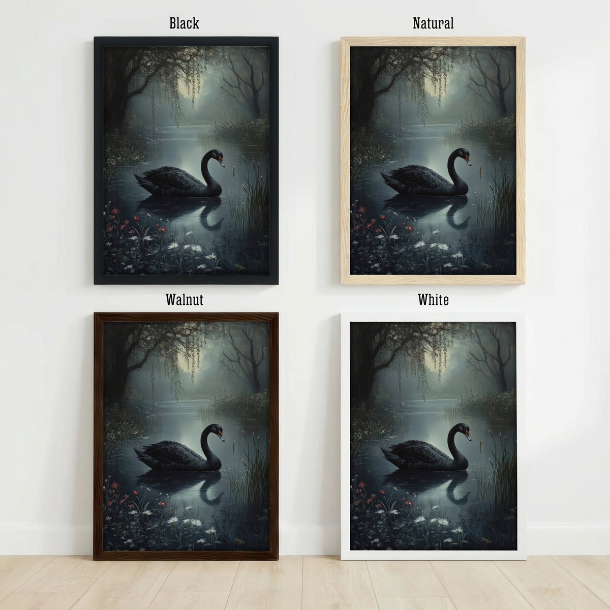 Black Swan Woodland Art Print