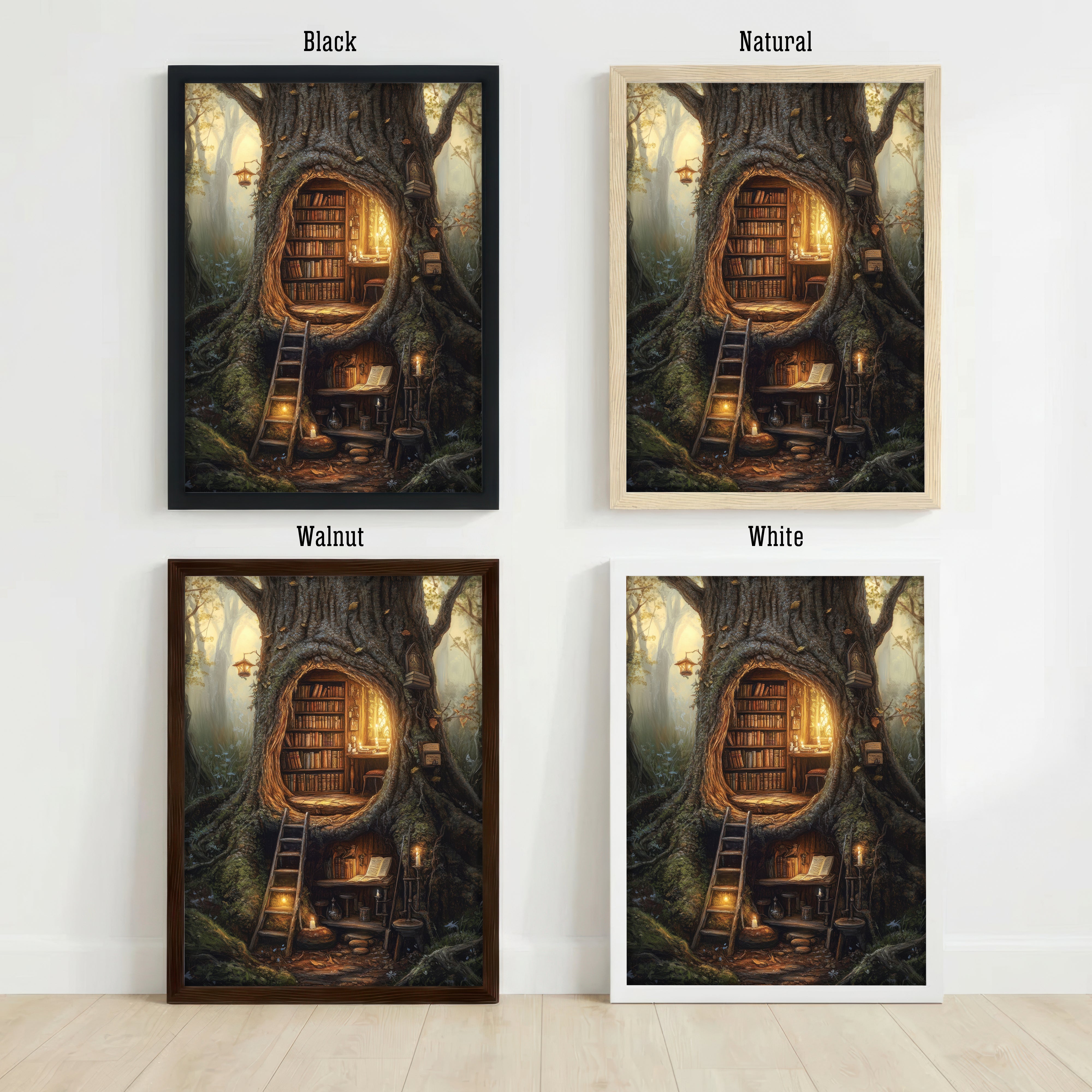 Enchanted Tree Library Art Print
