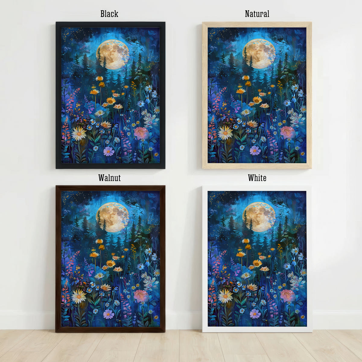 Moonlit Wildflower Meadow Art Print