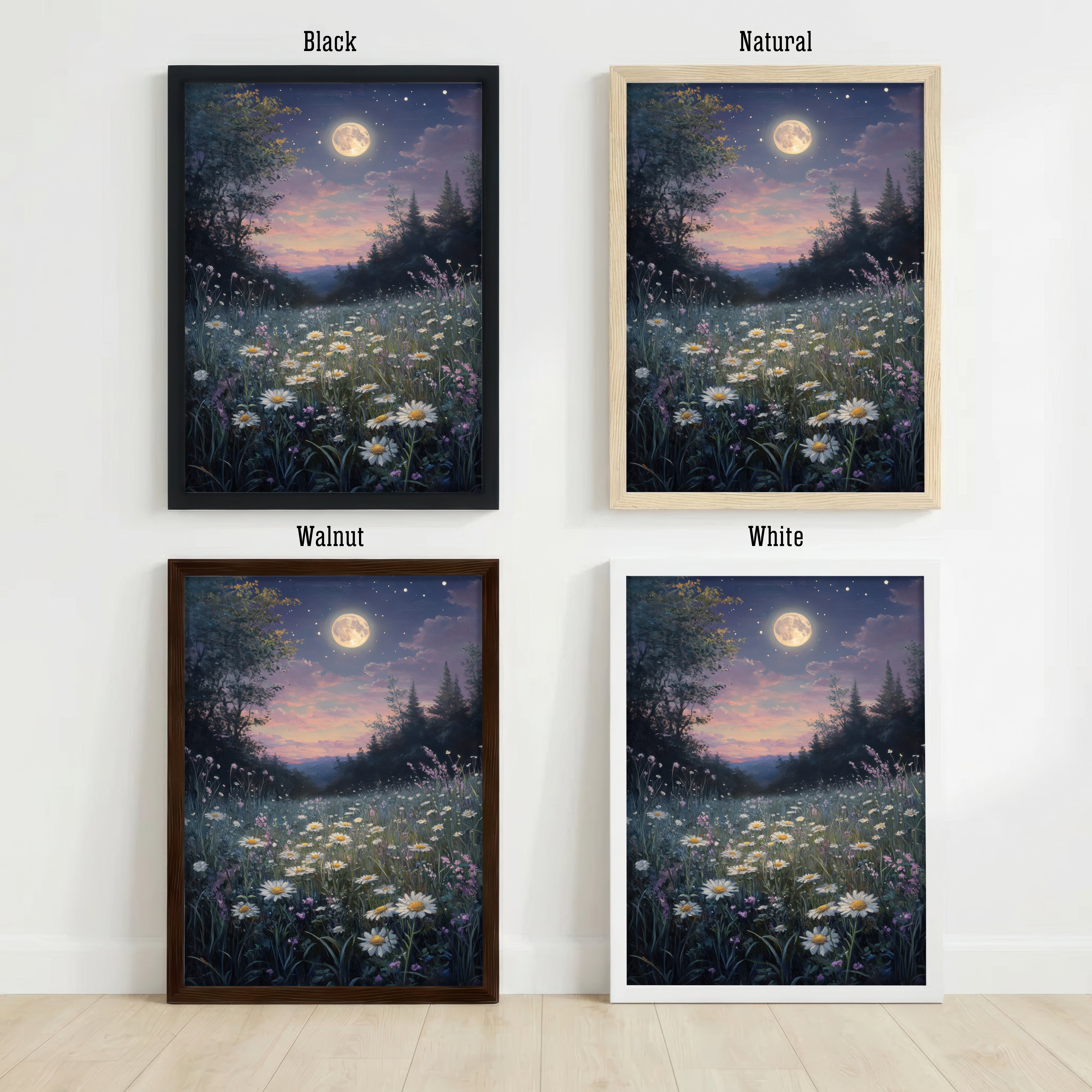 Moonlit Wildflower Meadow Art Print