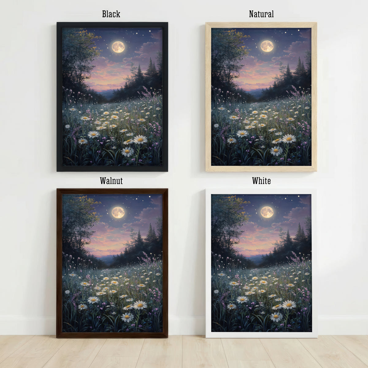 Moonlit Wildflower Meadow Art Print