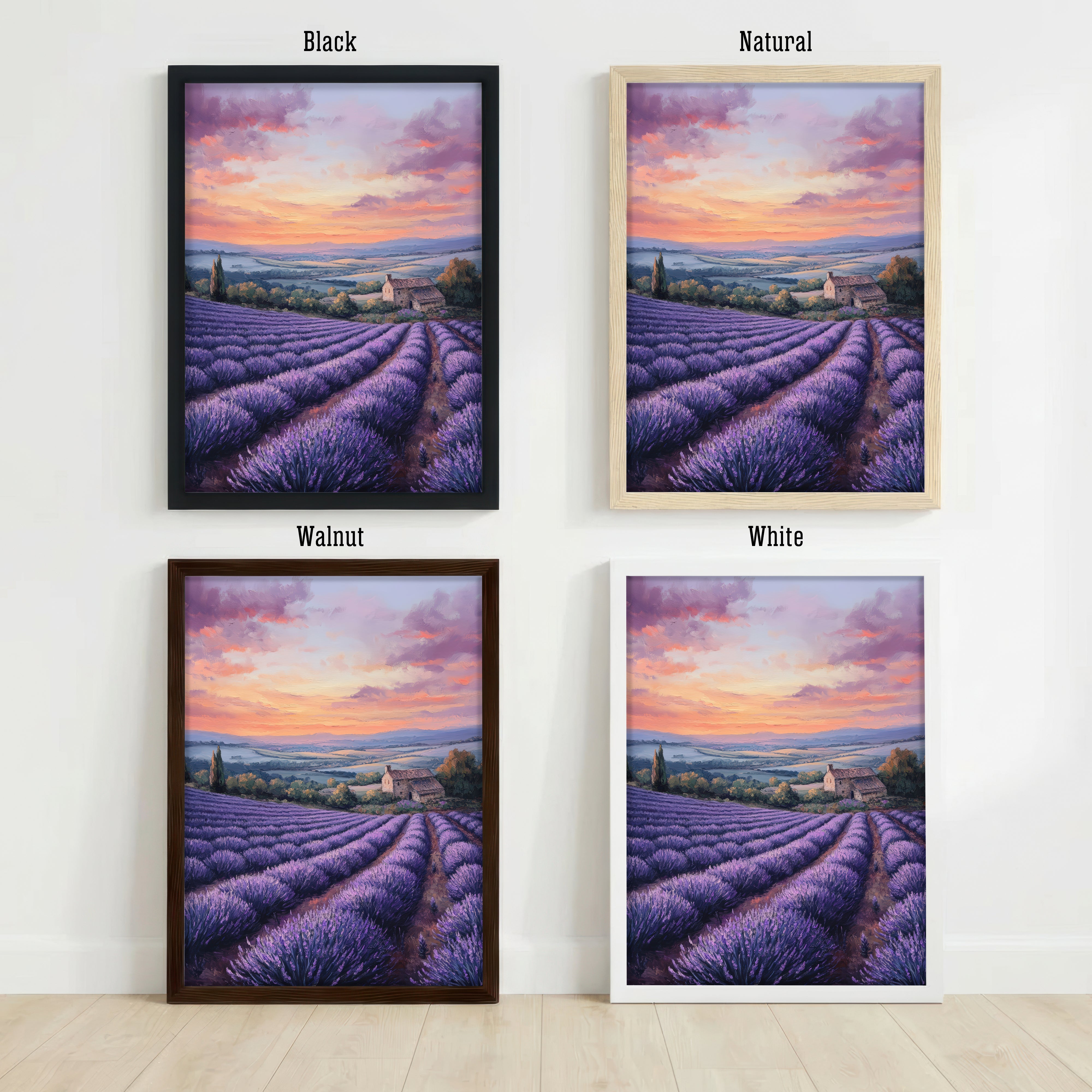 Lavender Field Cottage Landscape Art Print