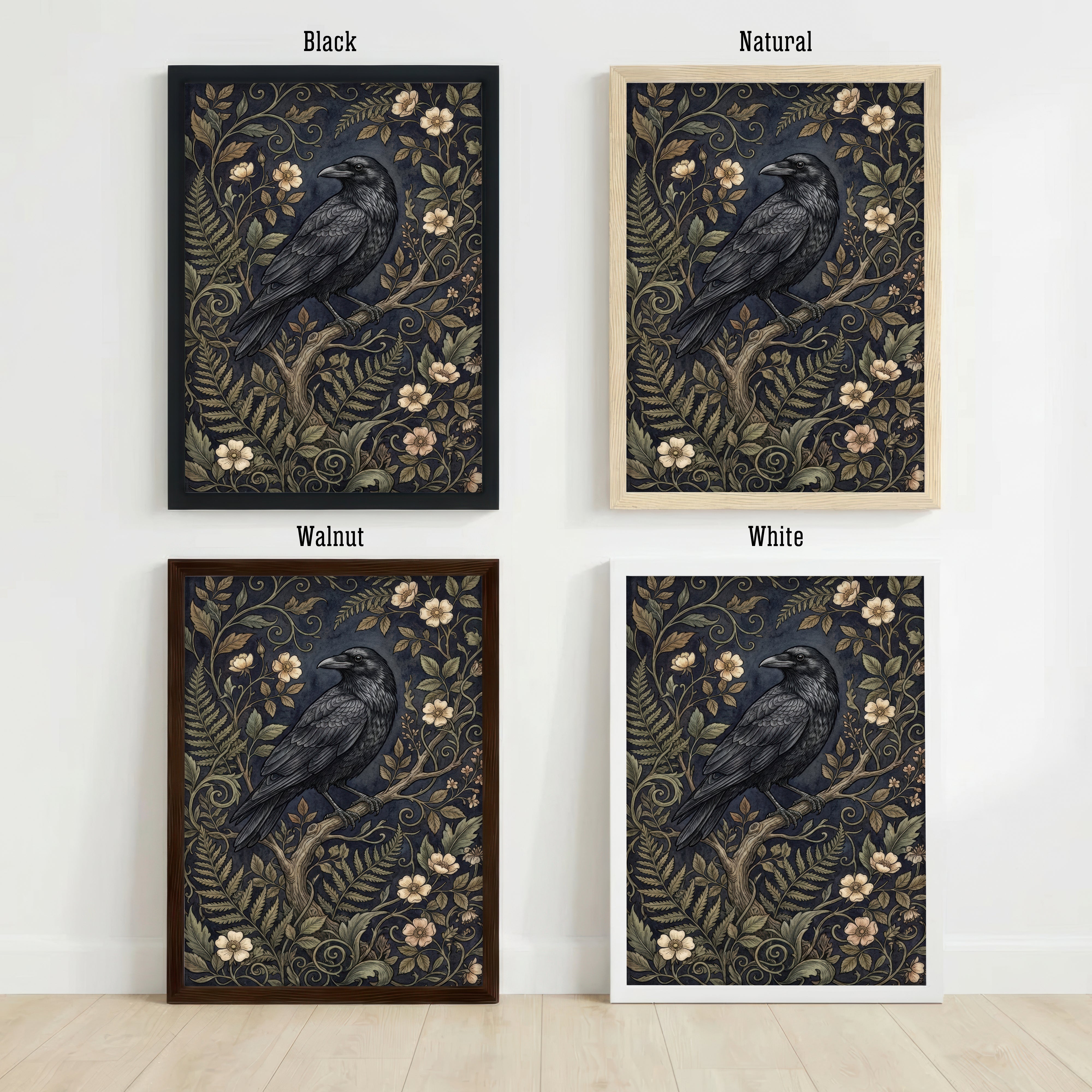 Vintage Raven Botanical Art Print