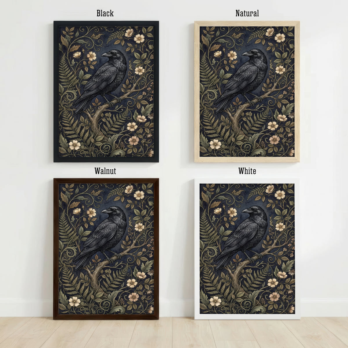 Vintage Raven Botanical Art Print
