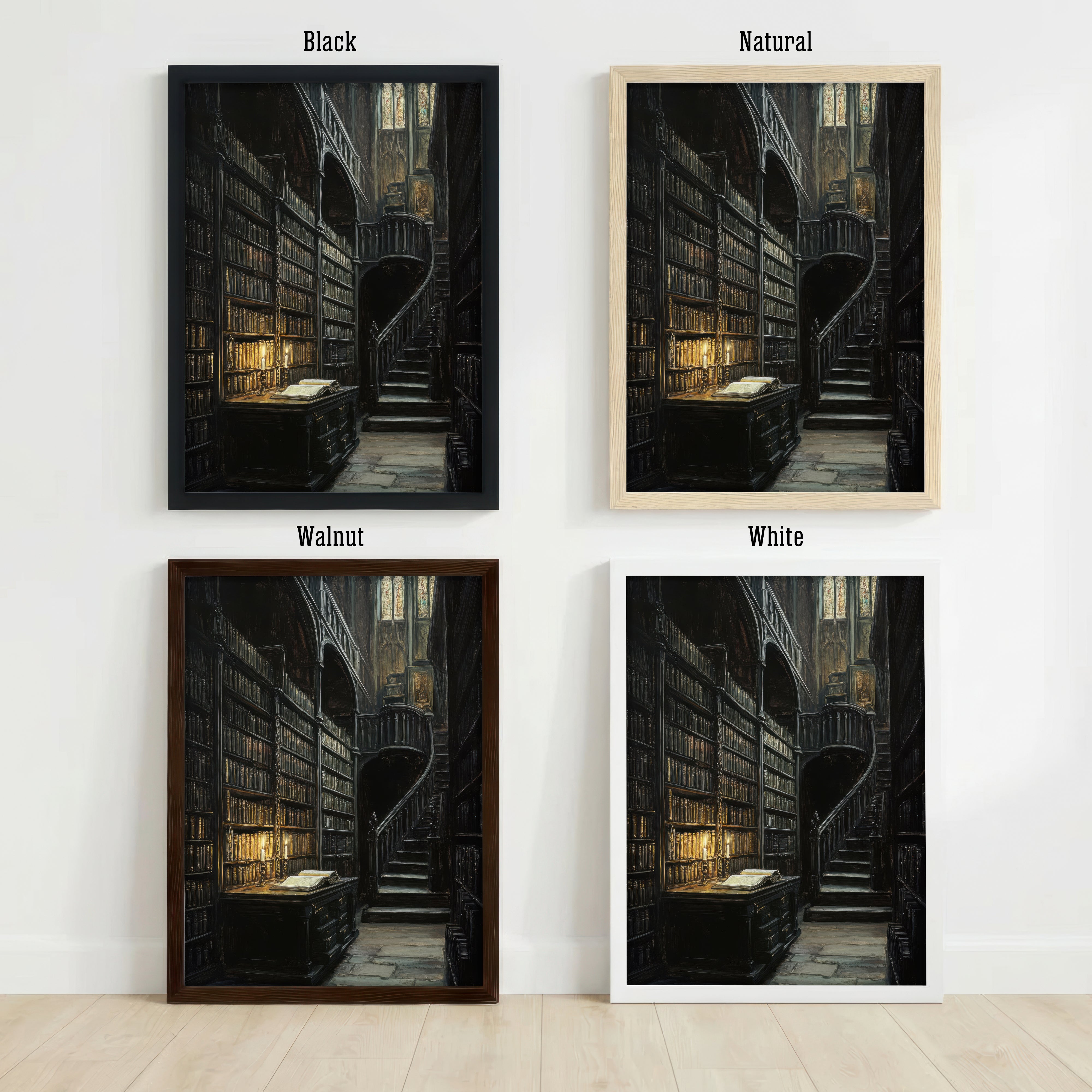 Gothic Library Dark Academia Art Print
