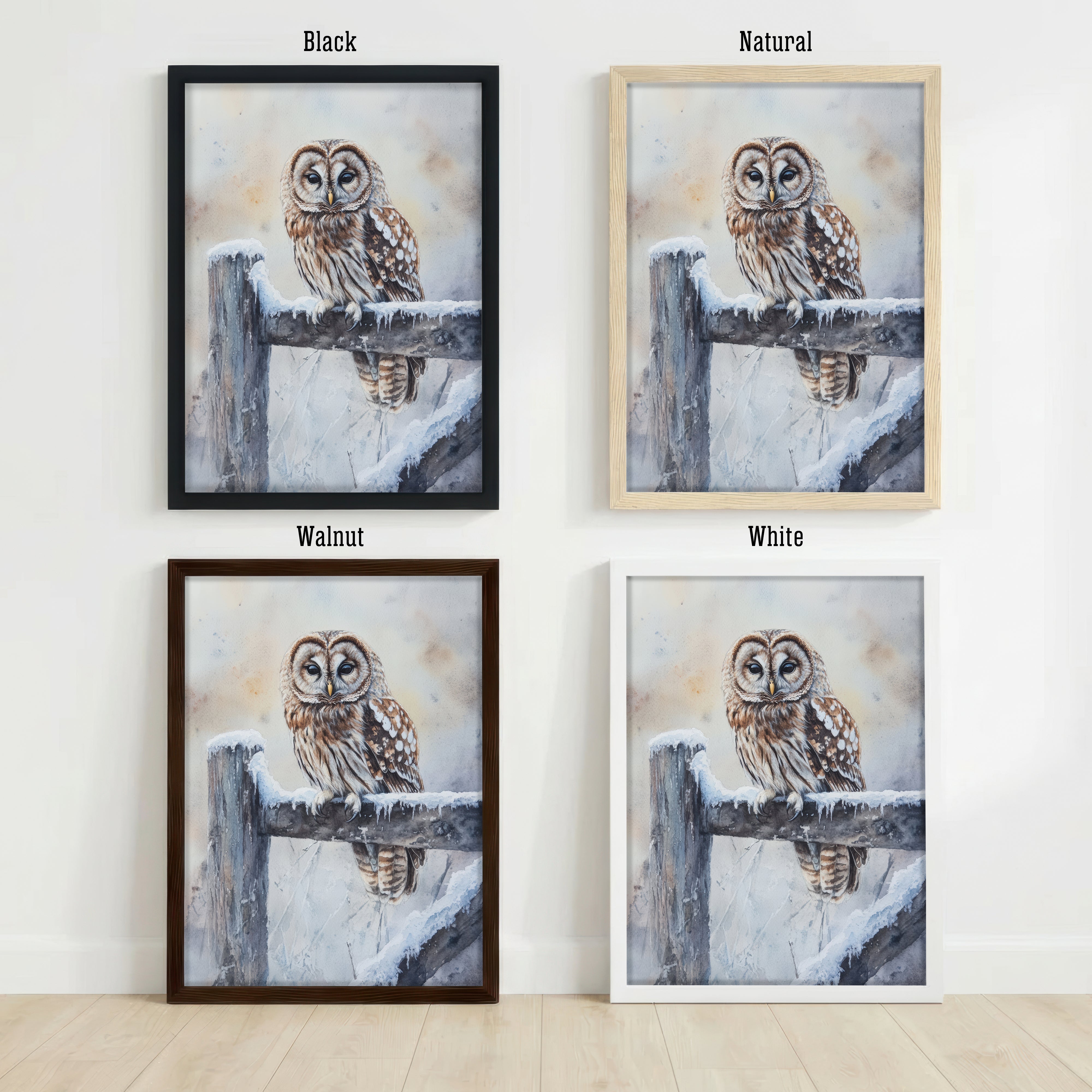 Winter Owl Watercolour Art Print