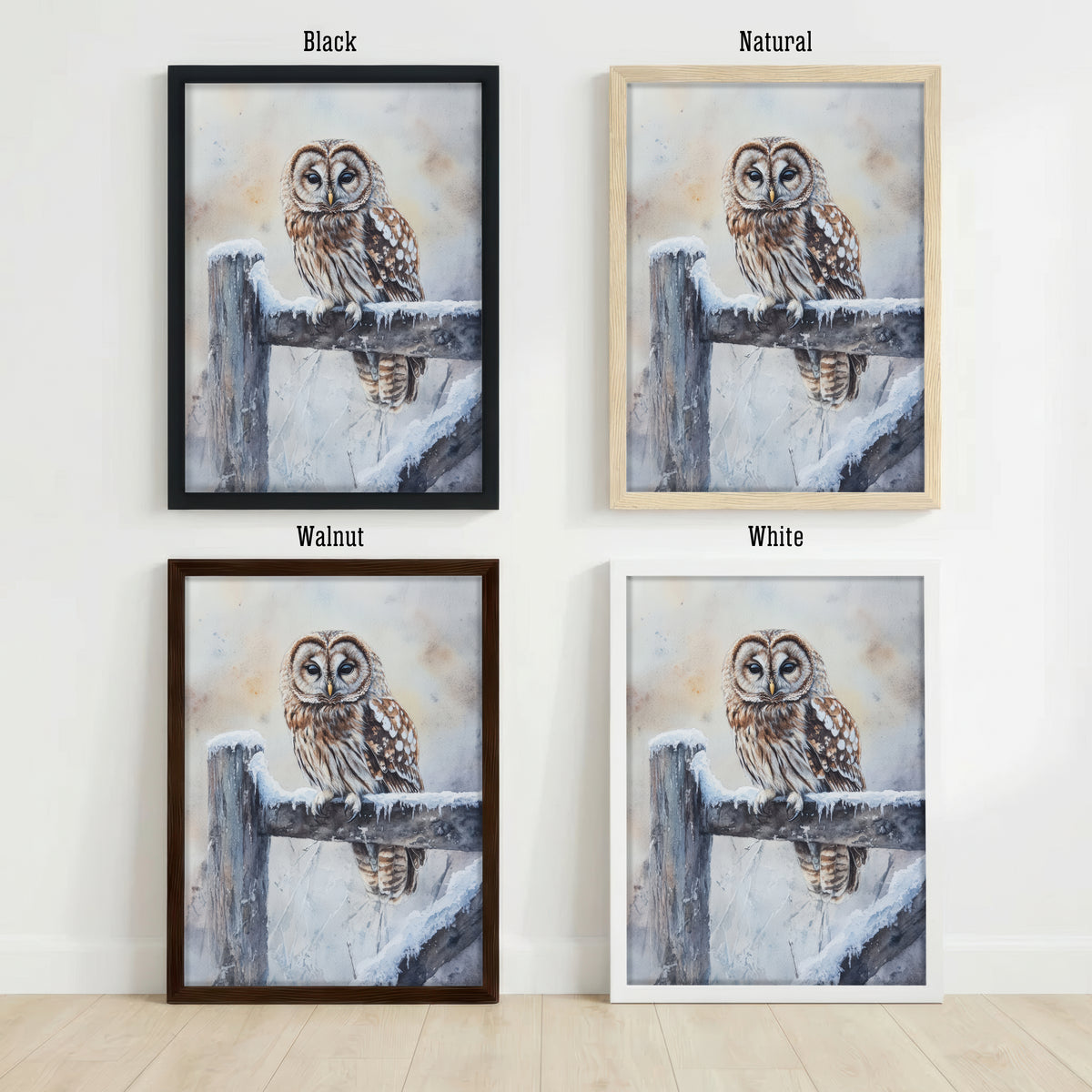 Winter Owl Watercolour Art Print
