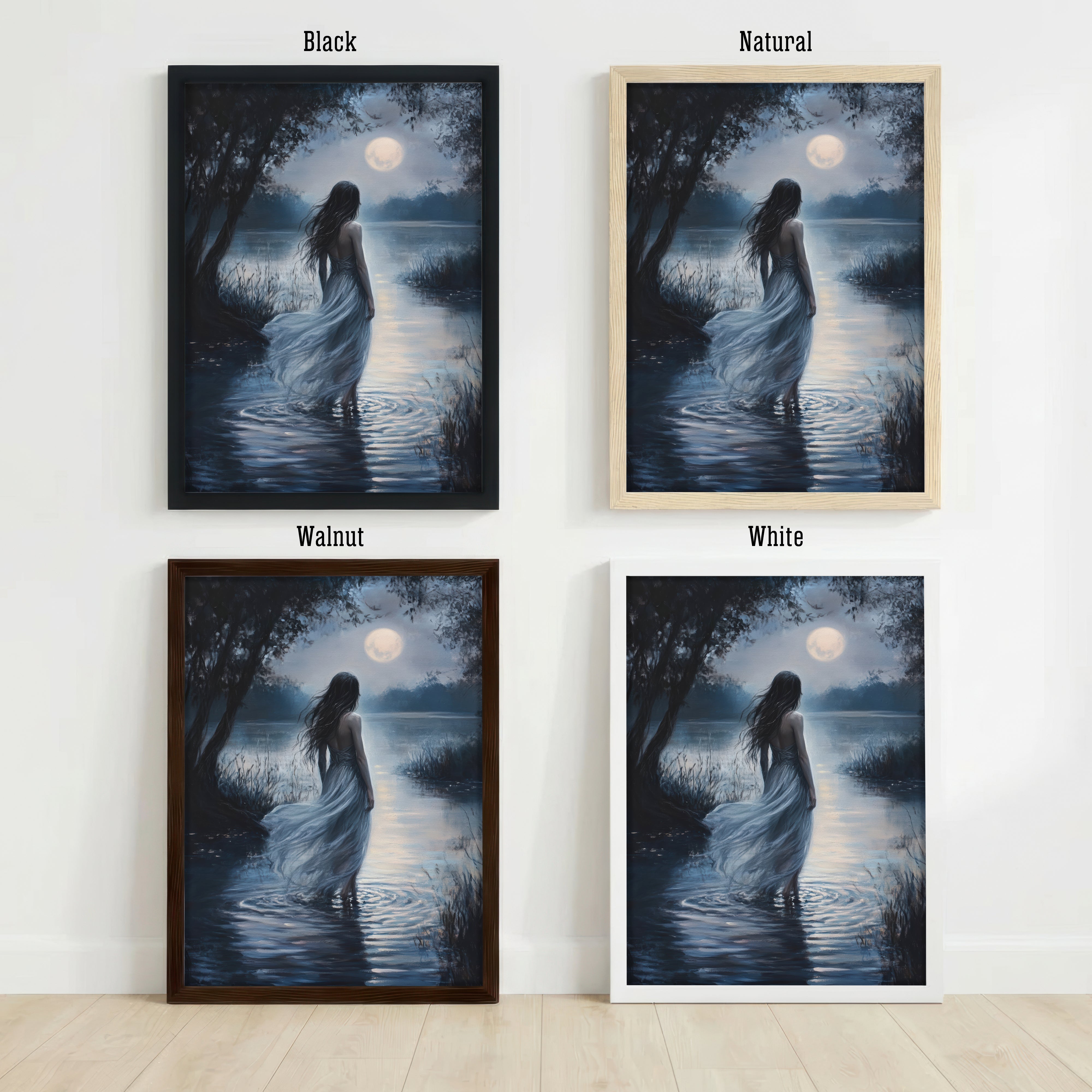 Moonlit Woman Lake Art Print