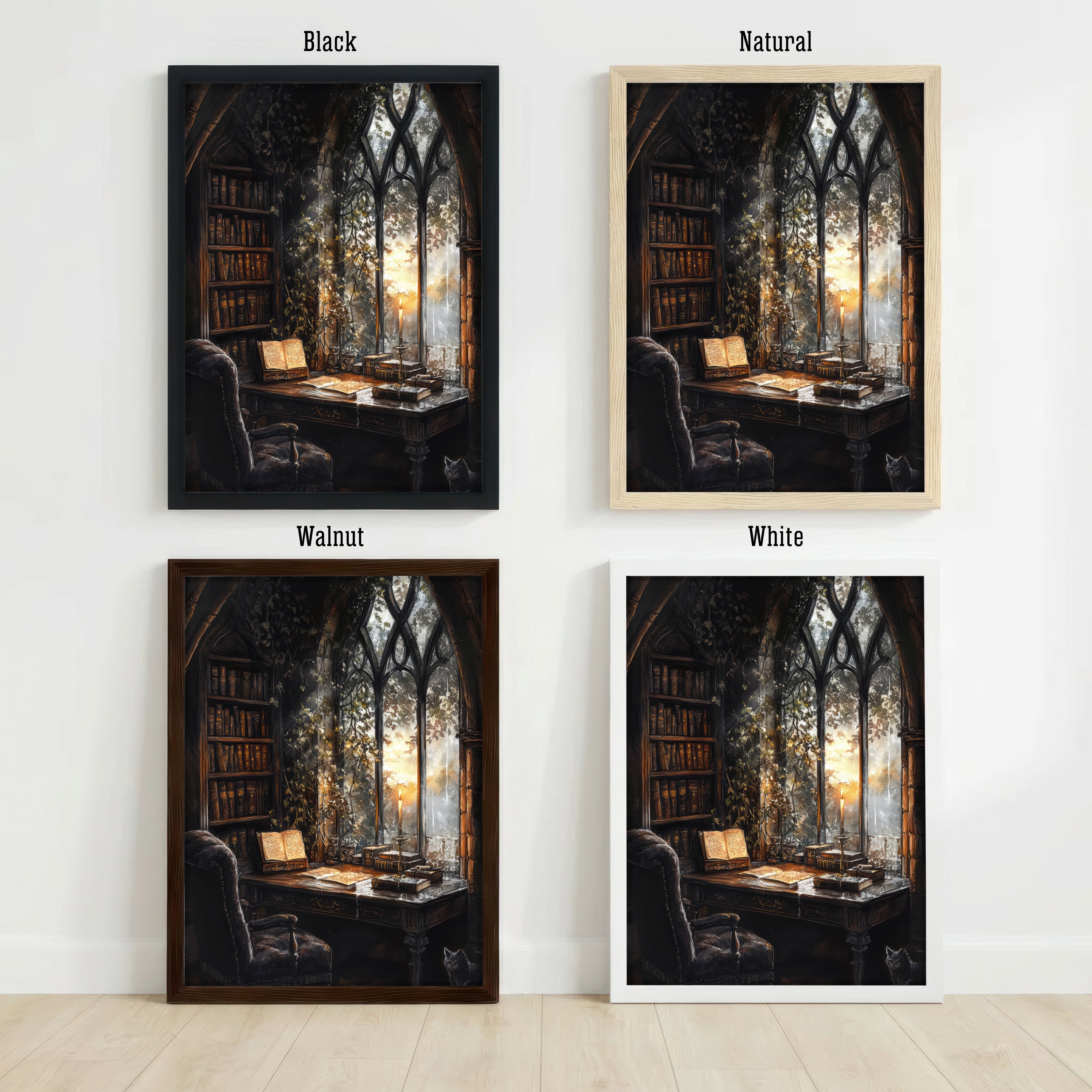 Gothic Library Study Art Print