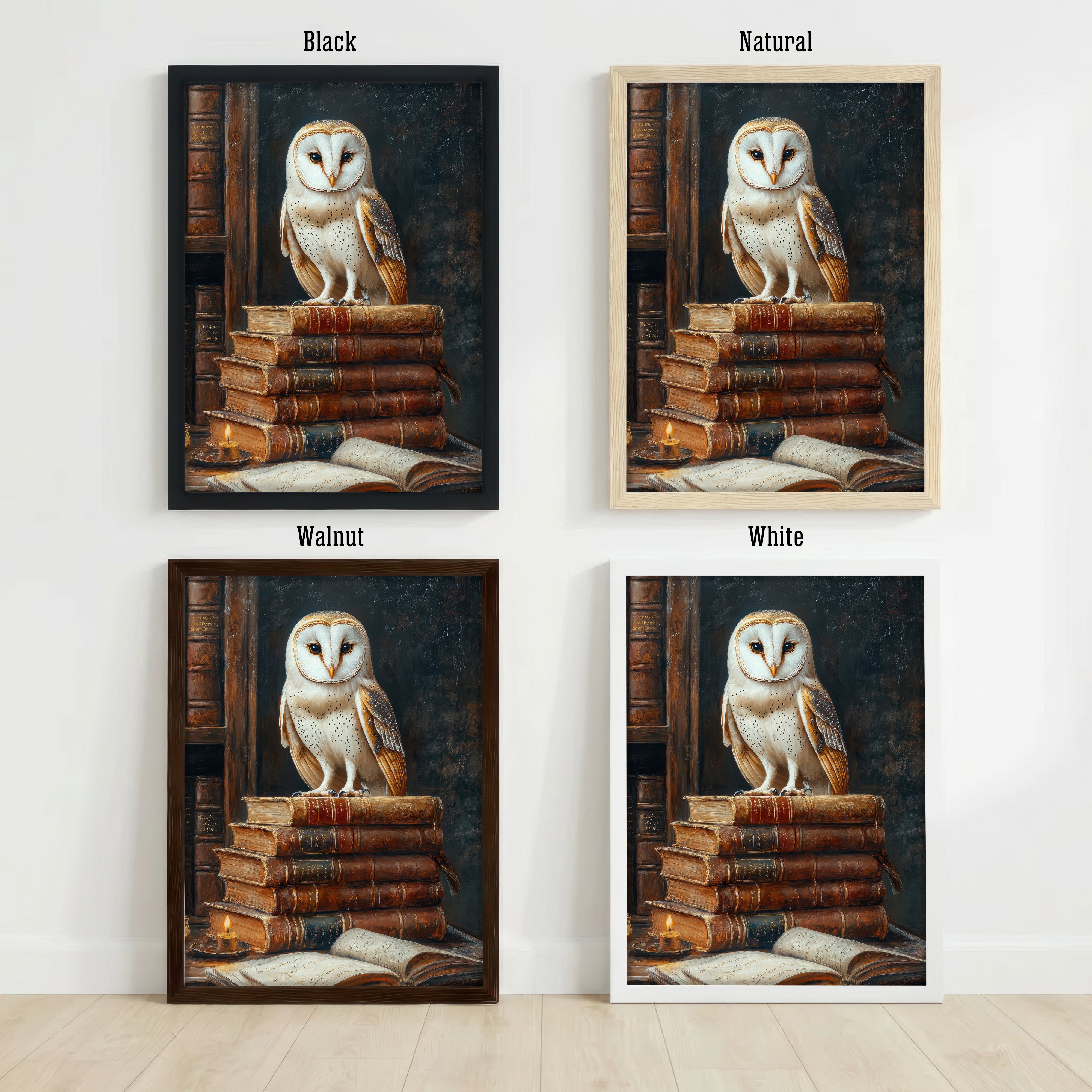 Barn Owl Dark Academia Art Print